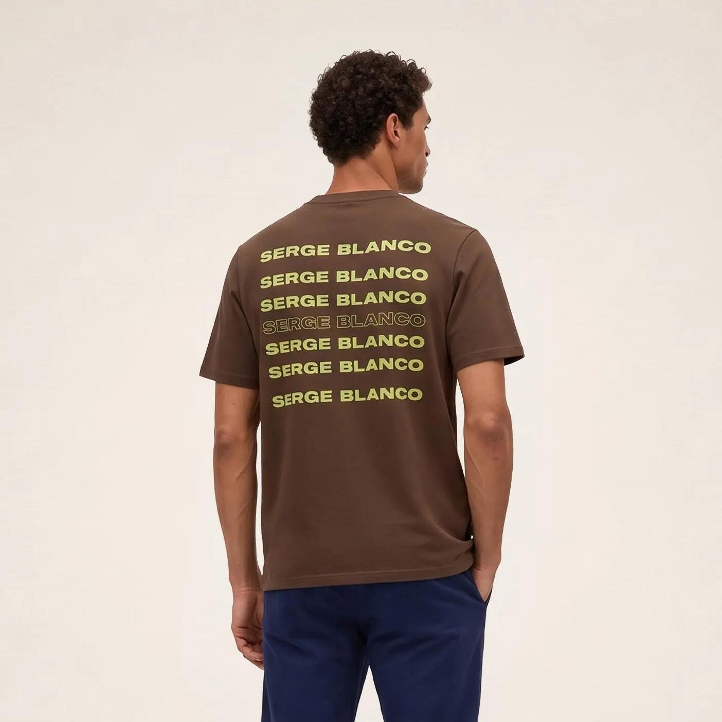 T-shirt manches courtes coton imprimé dos SERGE BLANCO marron 2/6