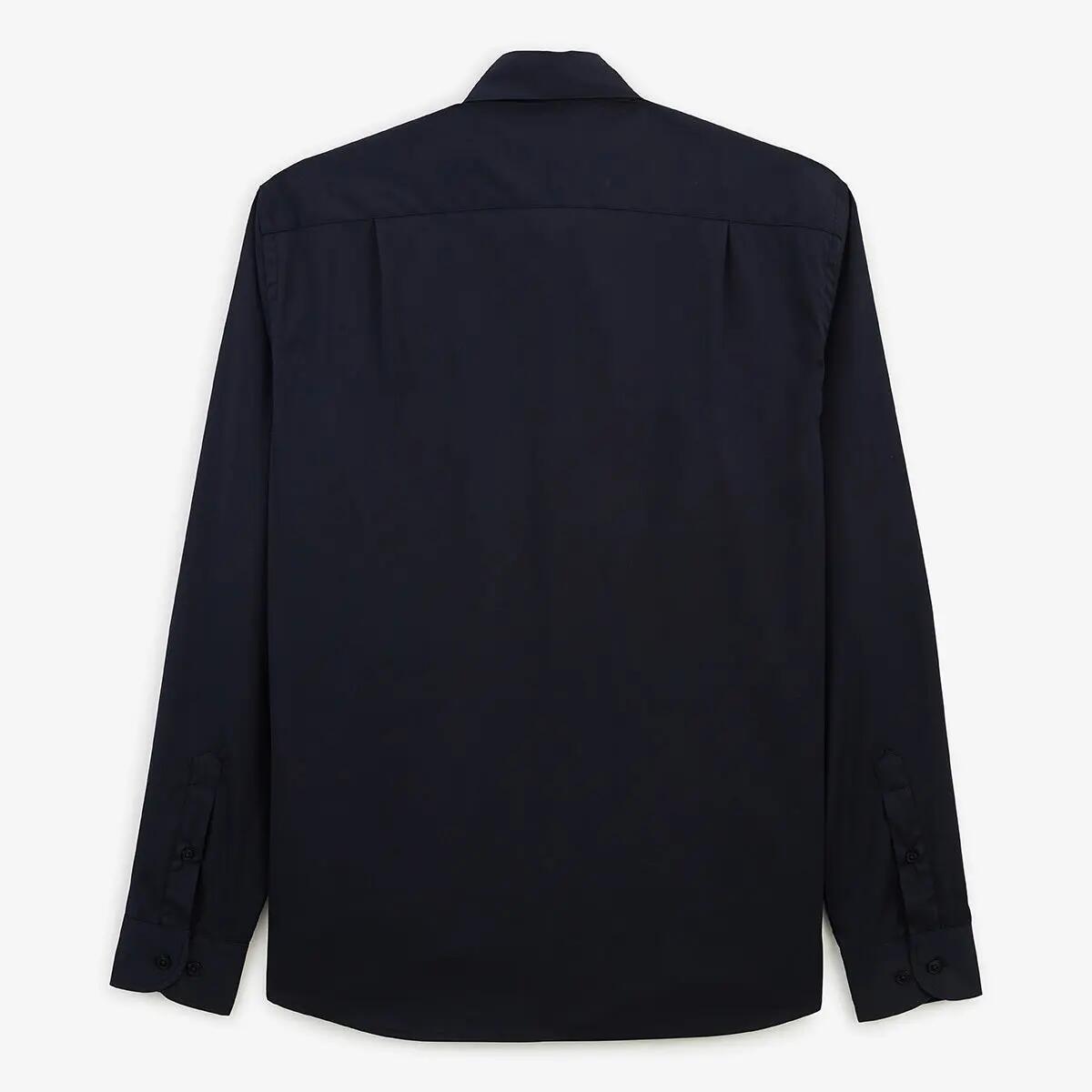 Chemise manches longues en coton stretch unie bleu marine 3/6
