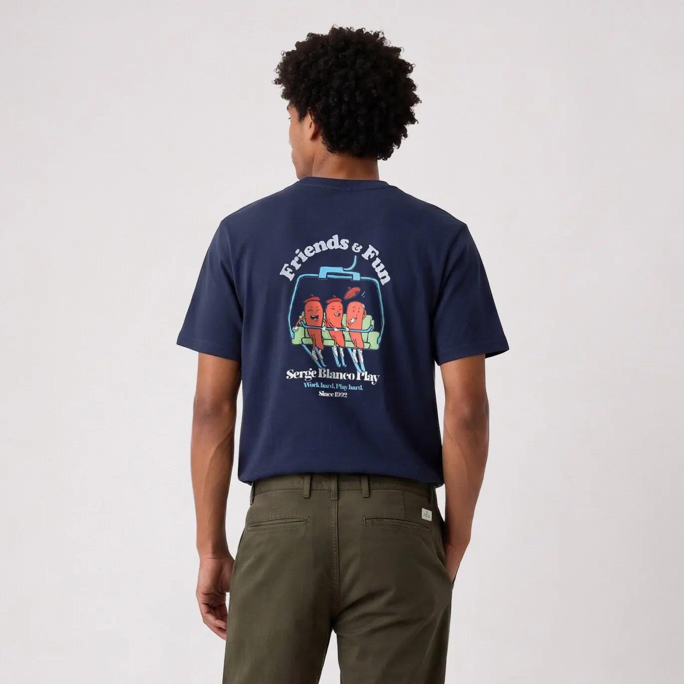 T-shirt manches courtes coton imprimé Friends & Fun bleu marine SBPLAY 2/6