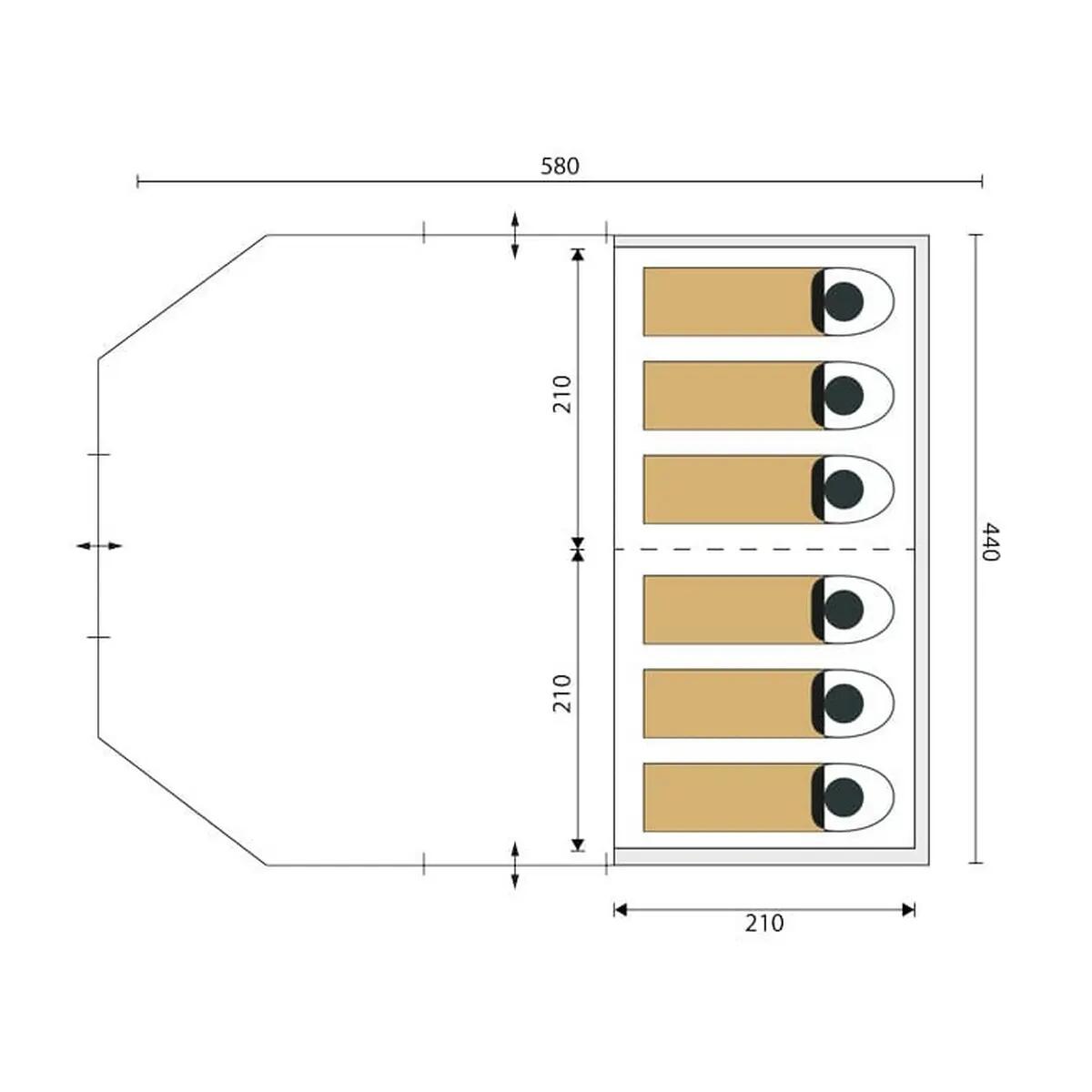 Seconde vie - Tente Nordland 6 Sleeper Protect - 6pers, Cabine sombre, Sol cousu 13/16