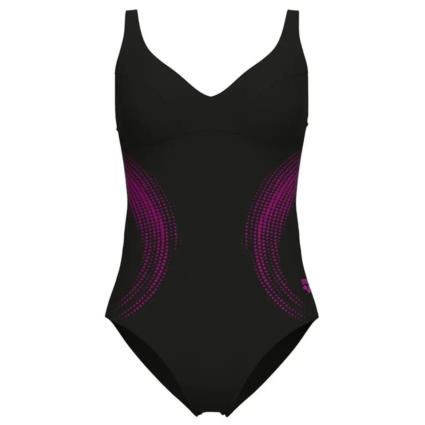 Dames Badpak Shimmering Zwart & Roze Multi 3/7