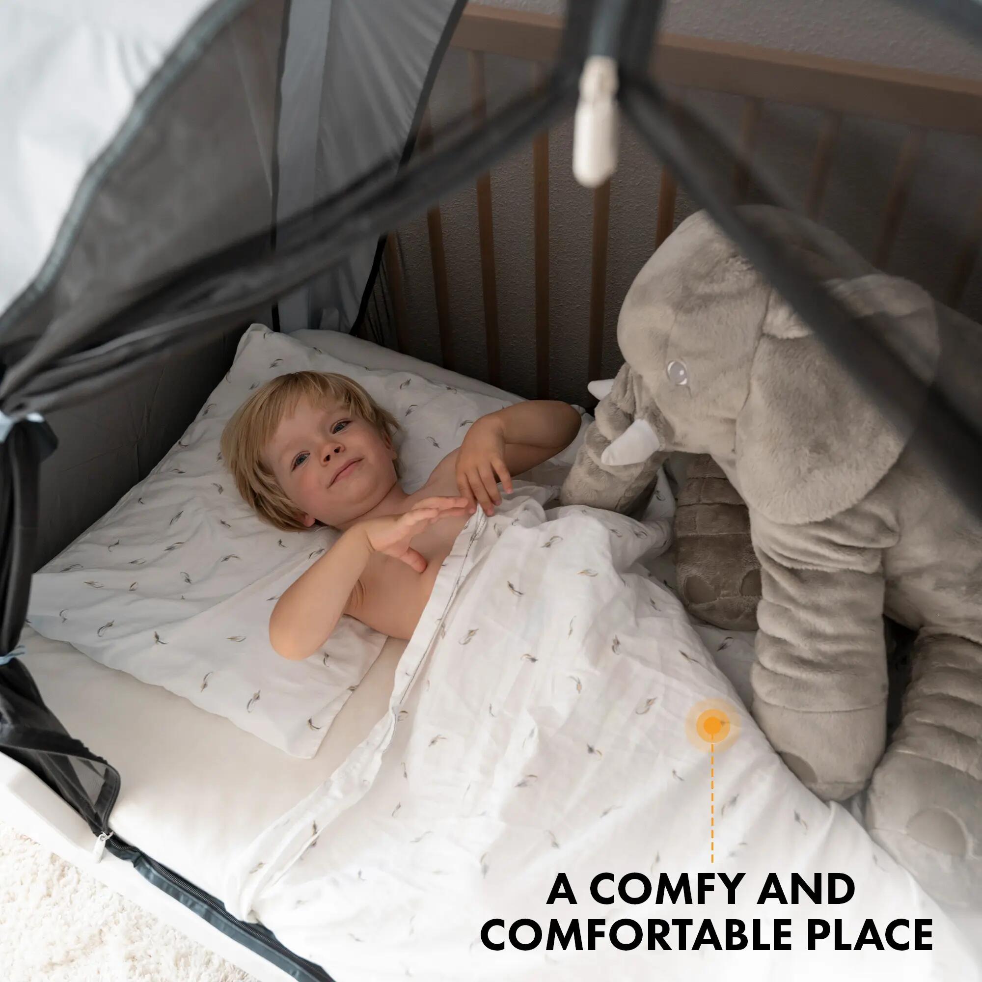 Tenda de cama com mosquiteiro - 200x90 cm - Rede de 1 mm - Creme 3/8