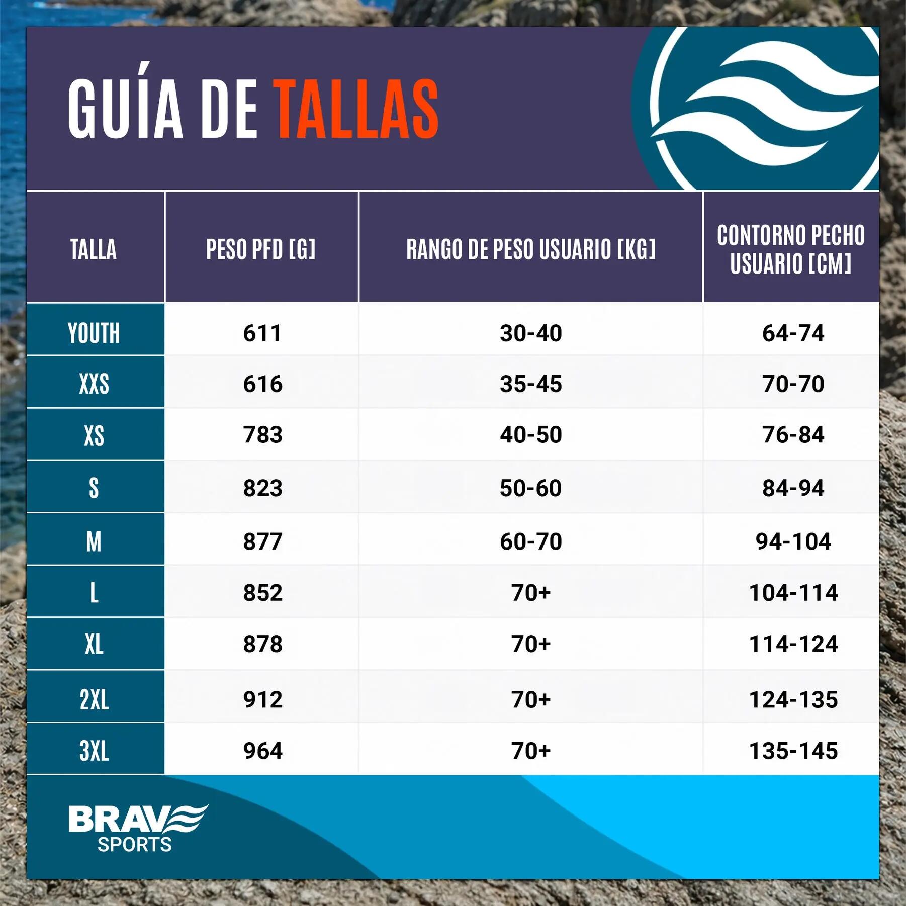 Brave Sports Chaleco de ayuda a la flotabilidad Miami Wave 50N 7/7