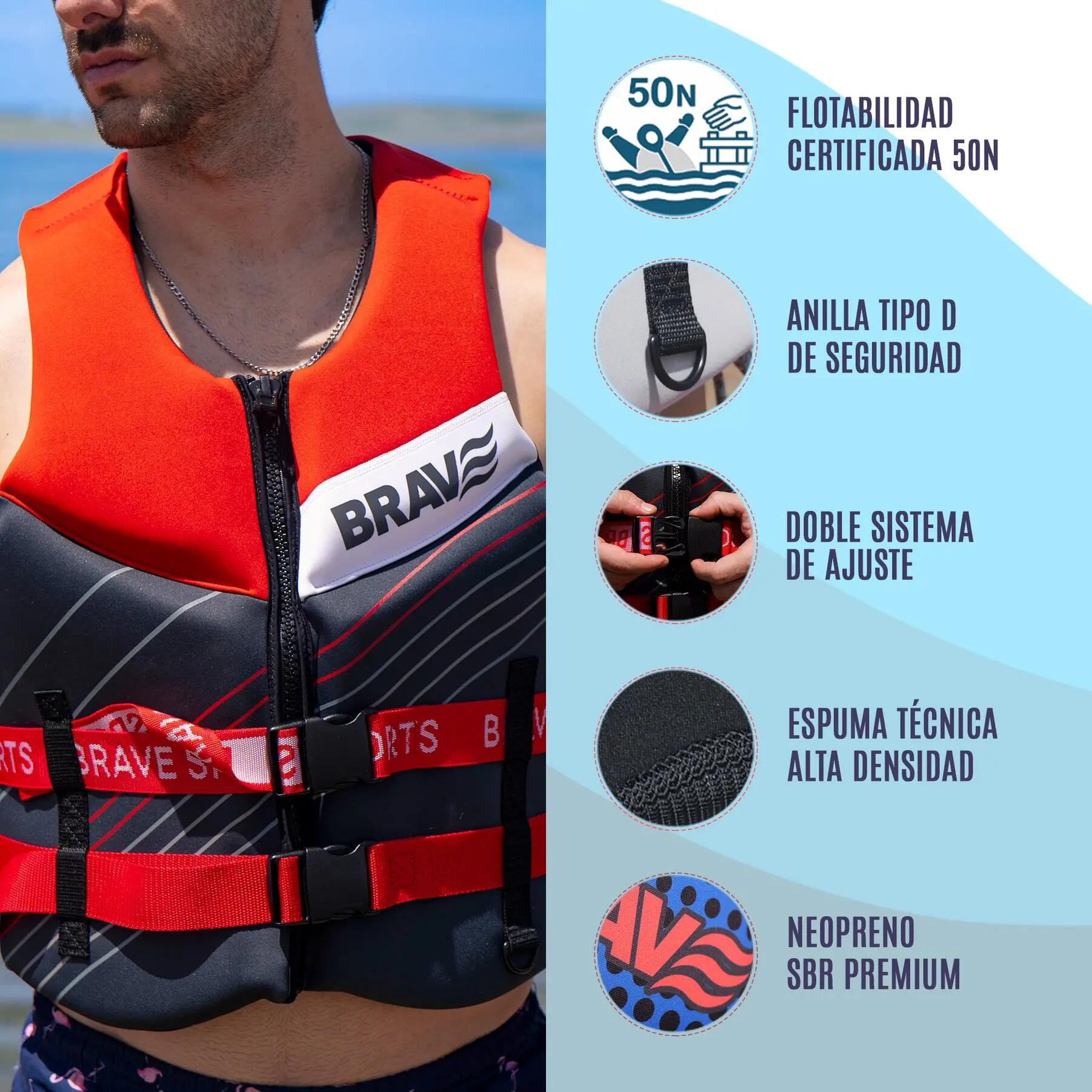 Brave Sports Chaleco de ayuda a la flotabilidad Red Horizon 50N 5/8