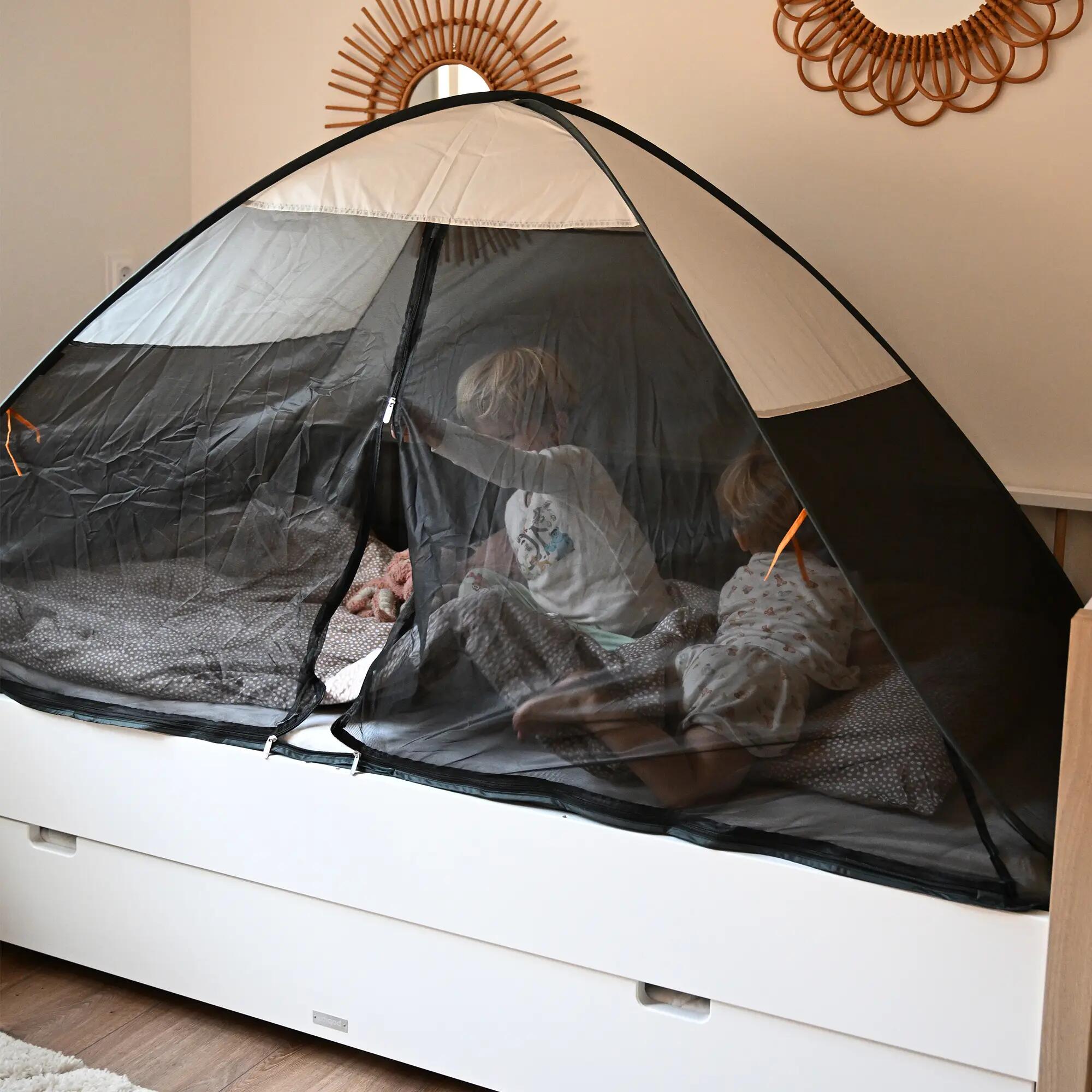 Luxus Bettzelt Moskitonetz - Pop-Up - 1 mm Netz - 200x90 cm - Creme 5/7