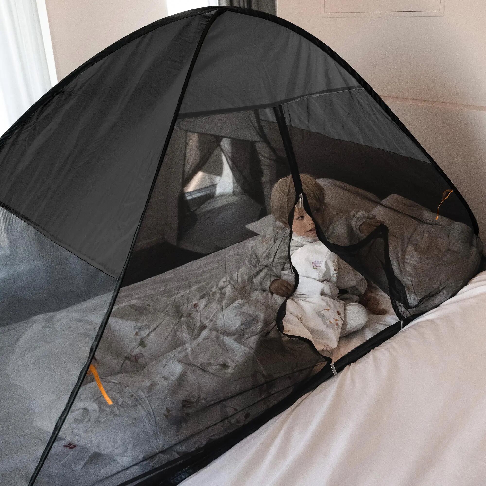 Luxus Bettzelt Moskitonetz - Pop-Up - 1 mm Netz - 200x90 cm - Grau 3/7