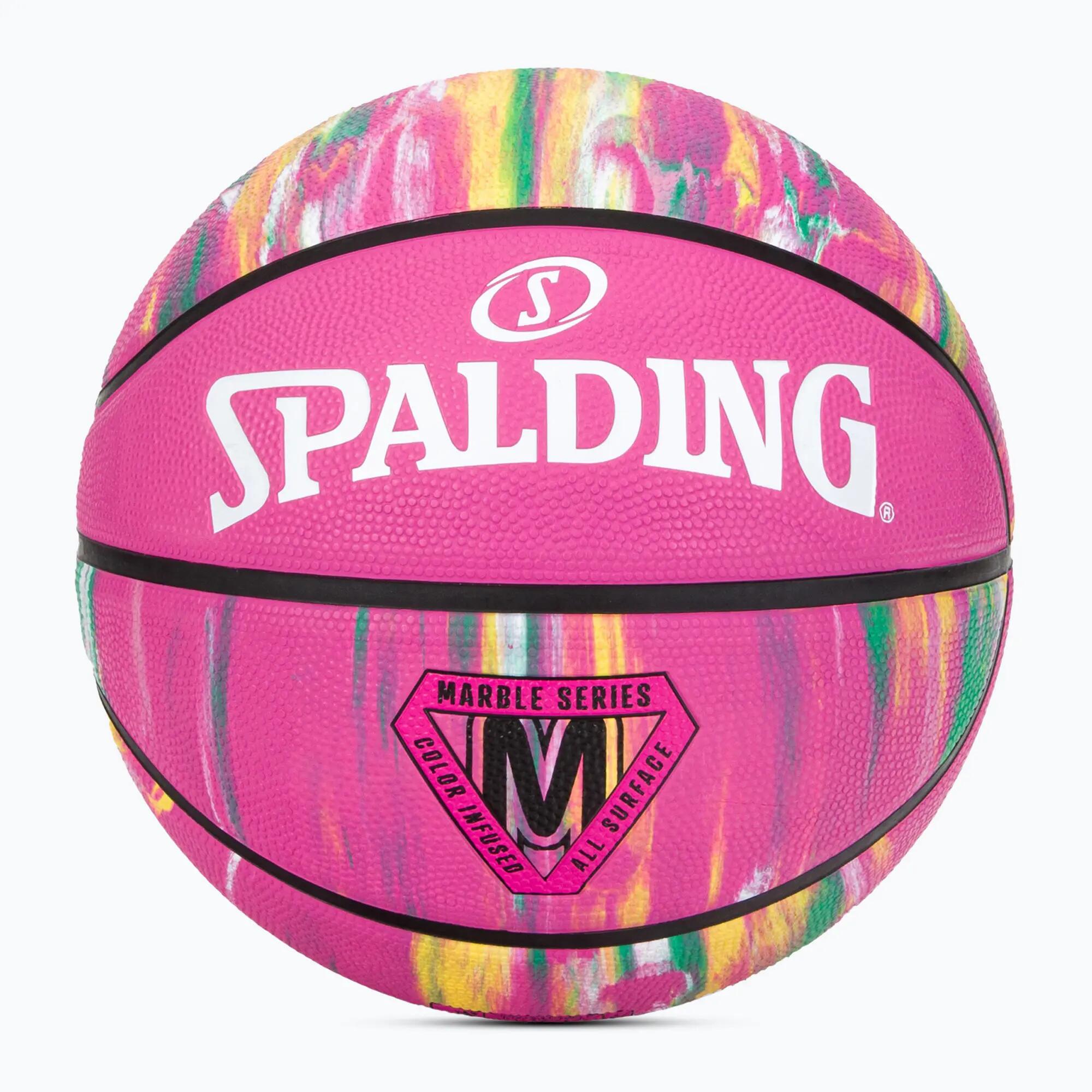 Basketbalový míč Spalding Marble růžový, velikost 7 5/5