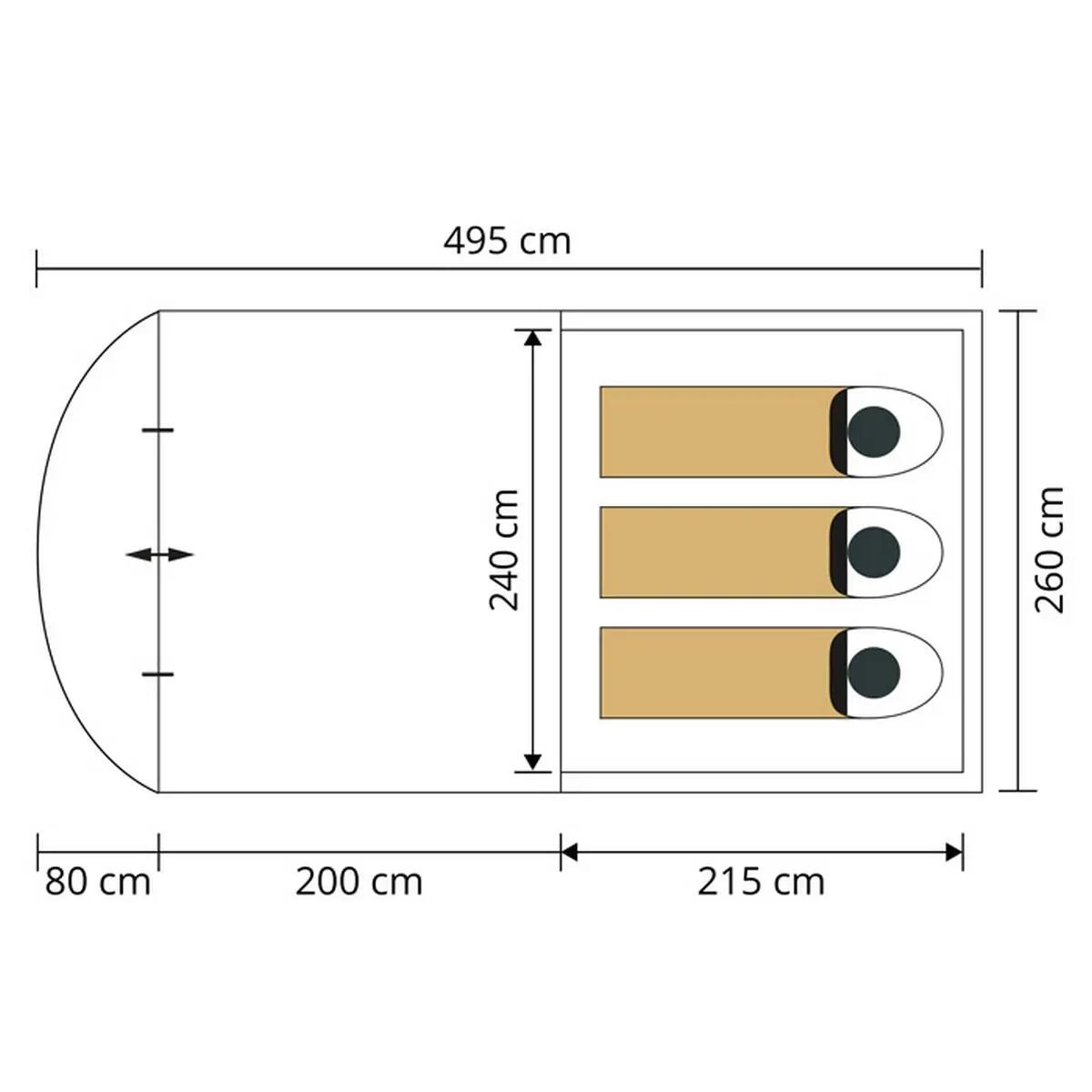 Tunneltent Egersund 3 Sleeper Protect - ingenaaide tentvloer - 3 personen 10/15