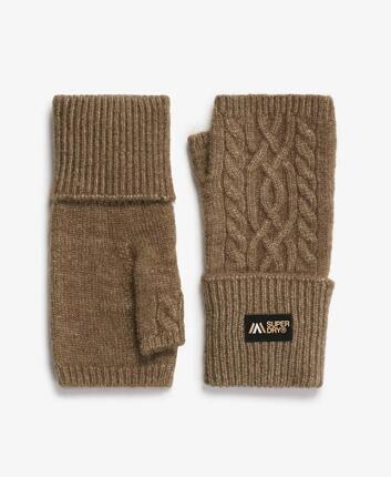 superdry Cable Luxe handwarmers vingerloze handschoenen met wantkap – Moss Khaki