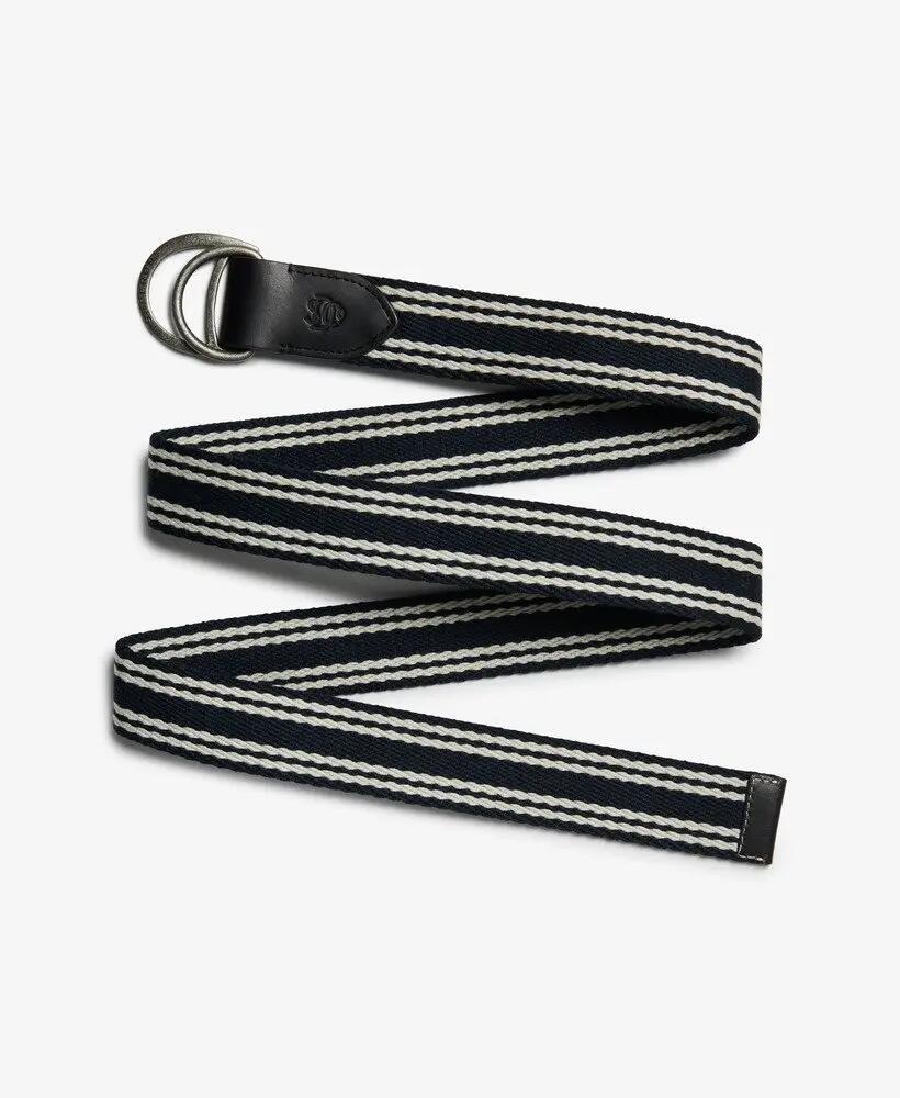 superdry Heritage Stripe Webbing Riem met leren detail – NAVY/CREAM STRIPE 2/4