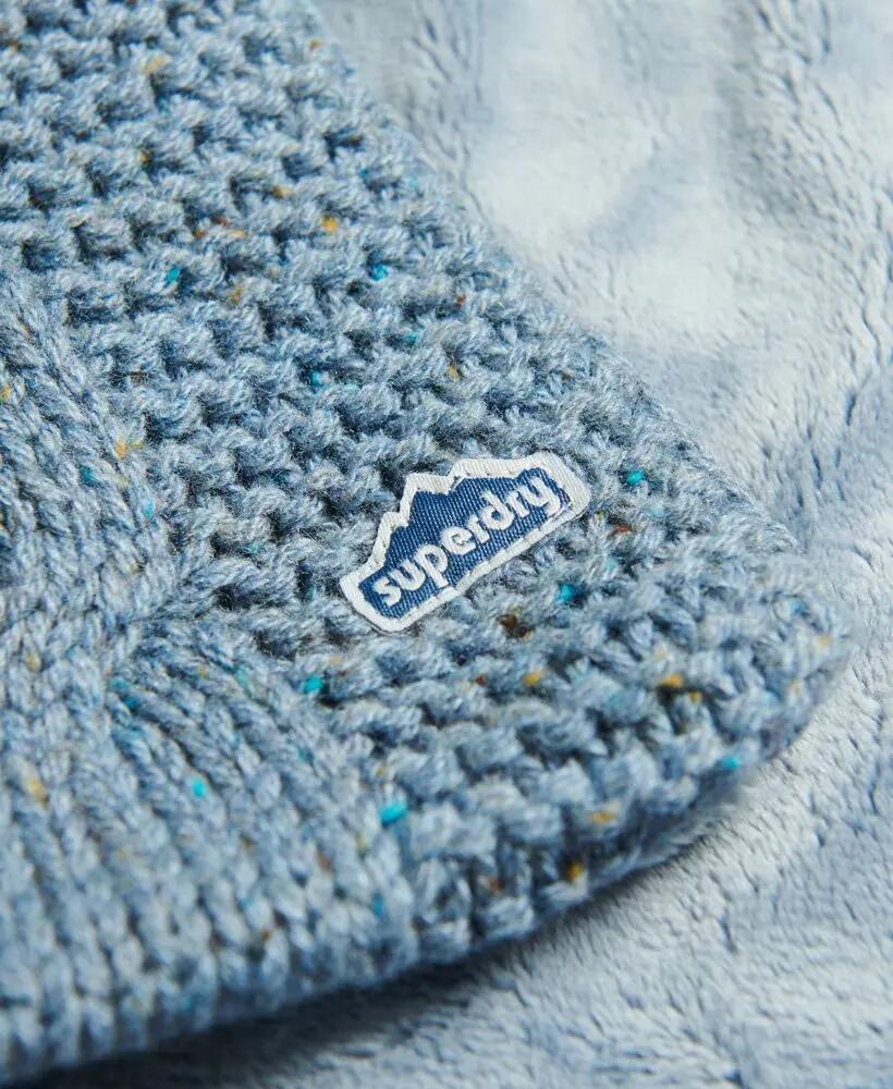 superdry cachecol tricotado com forro de pele sintética – Soft Blue Tweed 2/2