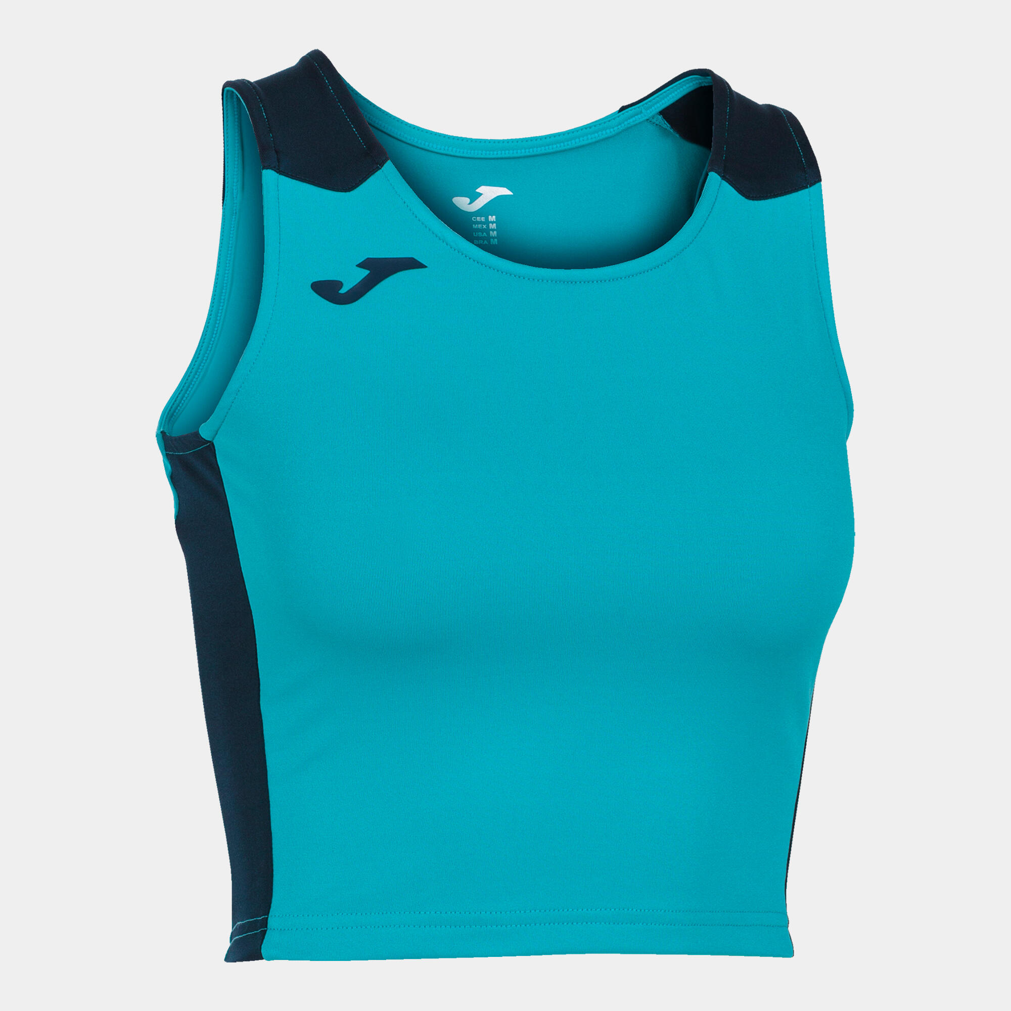 Joma - Top Running Femme Joma Record Ii Turquoise Fluo - T-shirt Crop Top - Bleu - 36 Xs - Decathlon