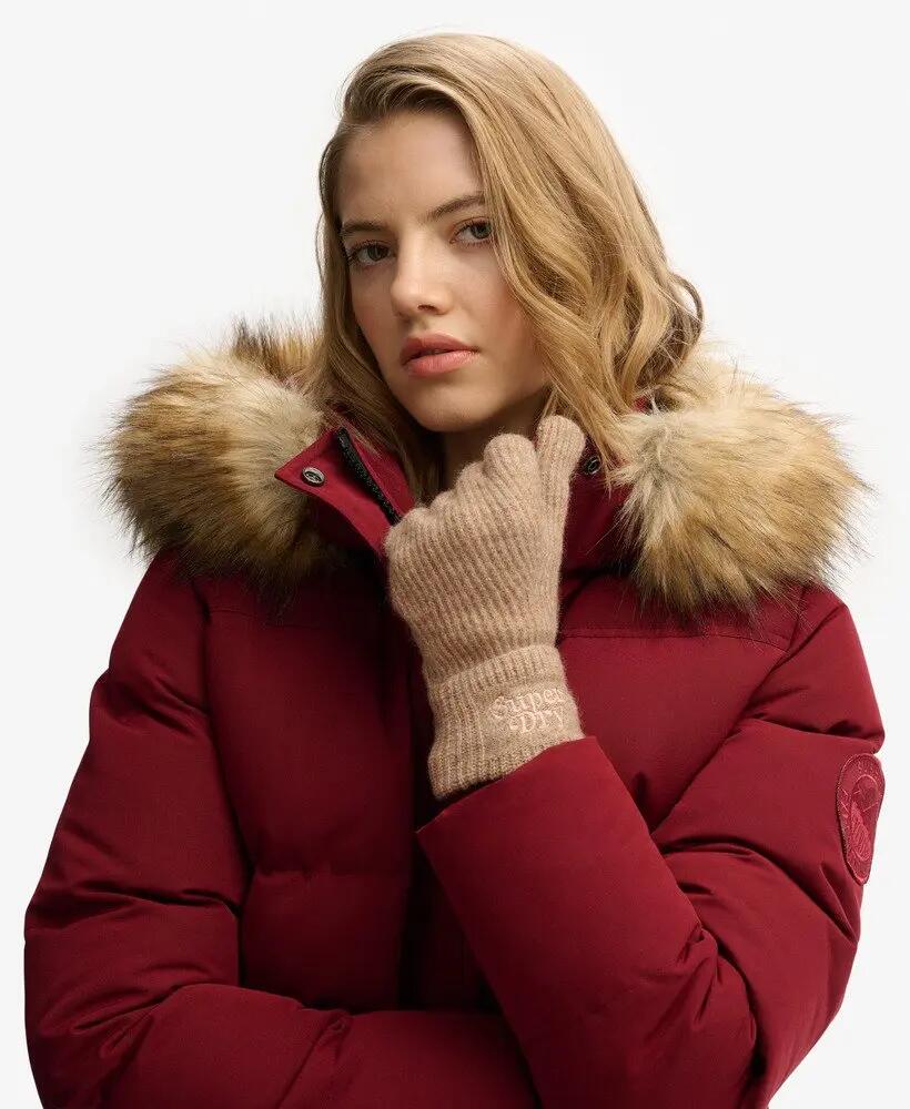 superdry Guanti Soft Rib in maglia — Morbidi, mélange lana e poliestere 3/4