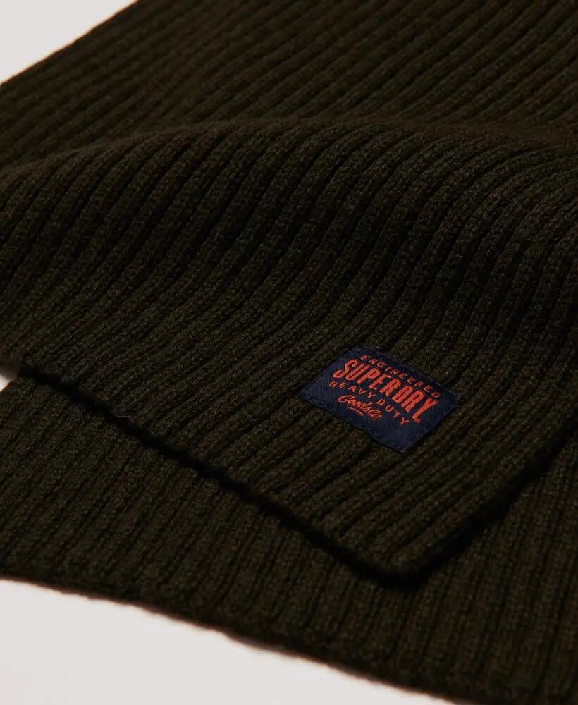 superdry Écharpe Tricot Workwear en maille côtelée – Surplus Goods Olive 2/2