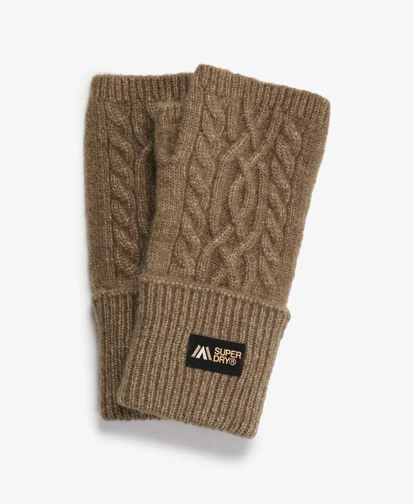 superdry Guanti scaldamani Cable Luxe senza dita con pattina a muffola – Moss 2/3