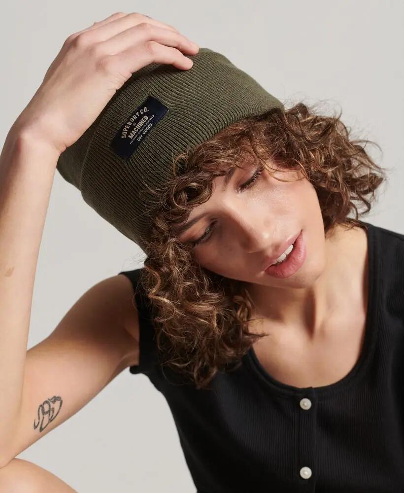superdry Classic Knitted Beanie – Olive Green Marl 2/3