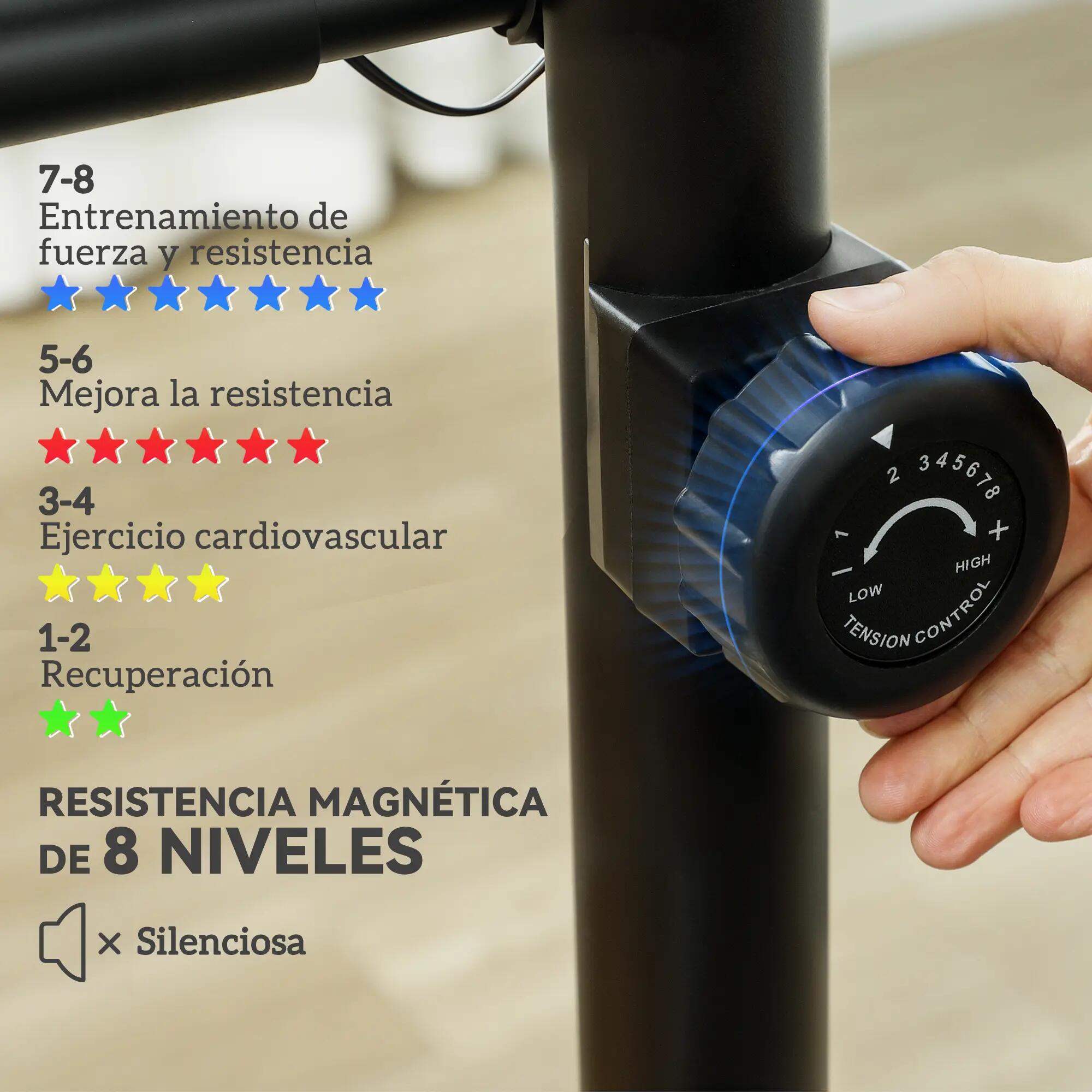 Vélo d'appartement avec résistance magnétique réglable, capteur, écran LCD et 6/9