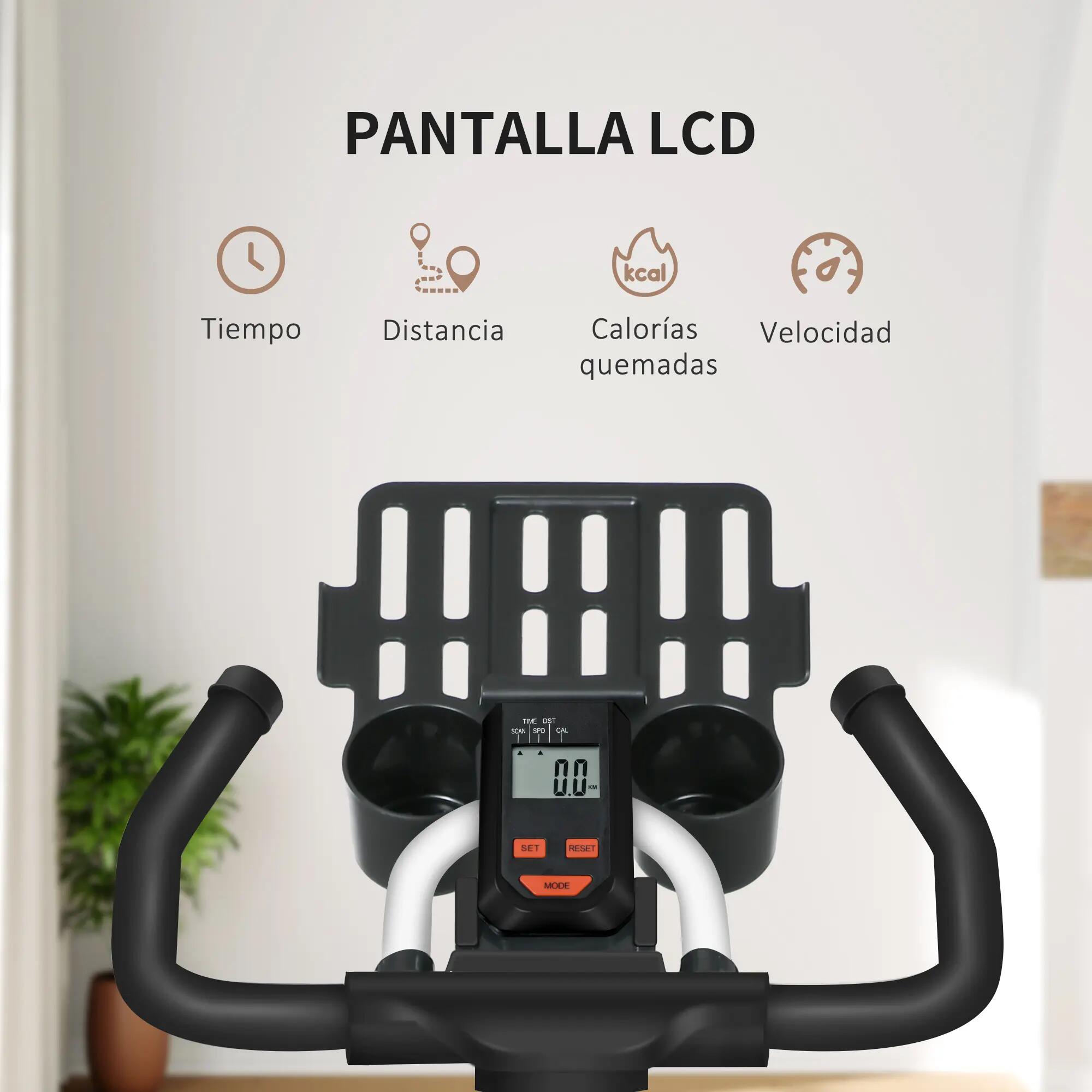 Vélo d'appartement avec résistance réglable, volant d'inertie de 8 kg, écran LCD 6/9
