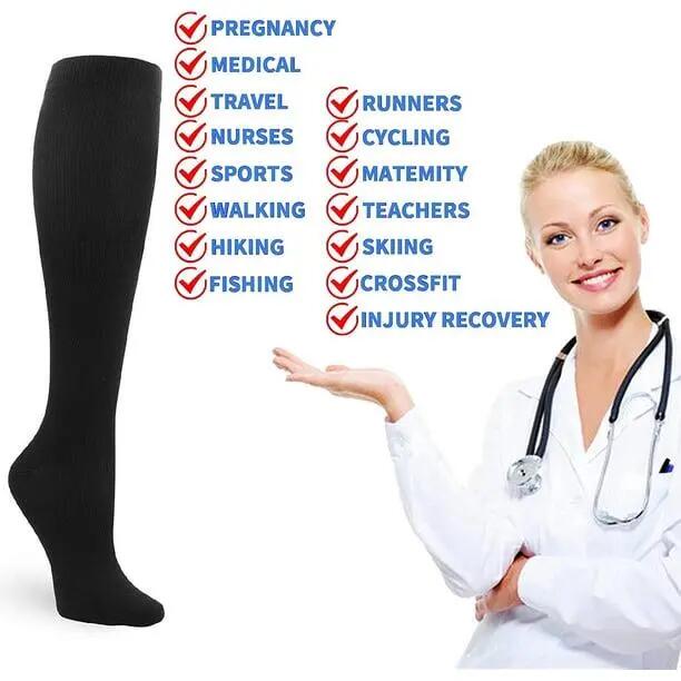 Lot de 4 paires de chaussettes de compression pour hommes et femmes, compression 6/8