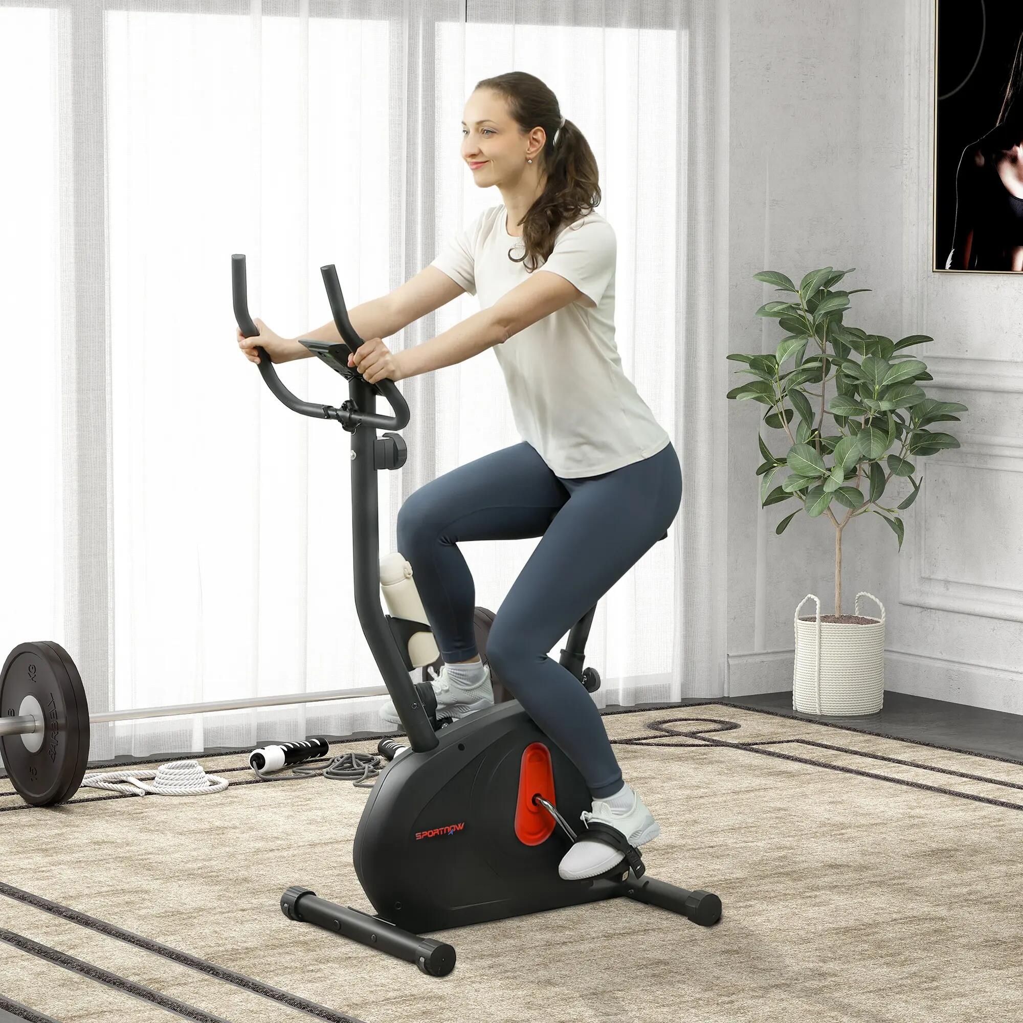 Vélo d'appartement avec résistance magnétique réglable, capteur, écran LCD et 4/9