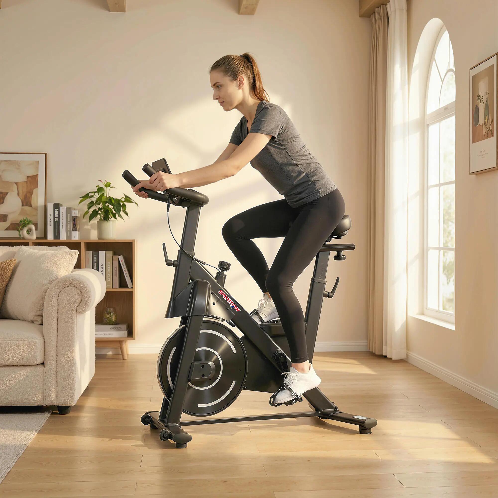 Vélo d'appartement avec résistance magnétique réglable, écran LCD, selle et 4/9