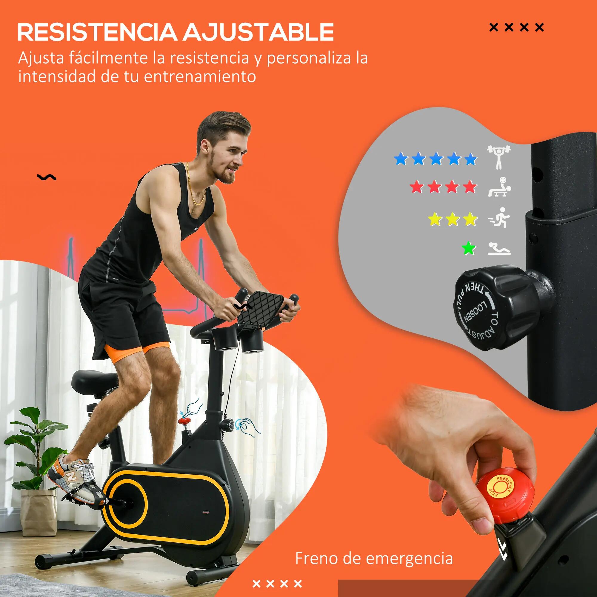 Vélo d'appartement avec selle et guidon réglables, écran LCD, volant d'inertie 6/9