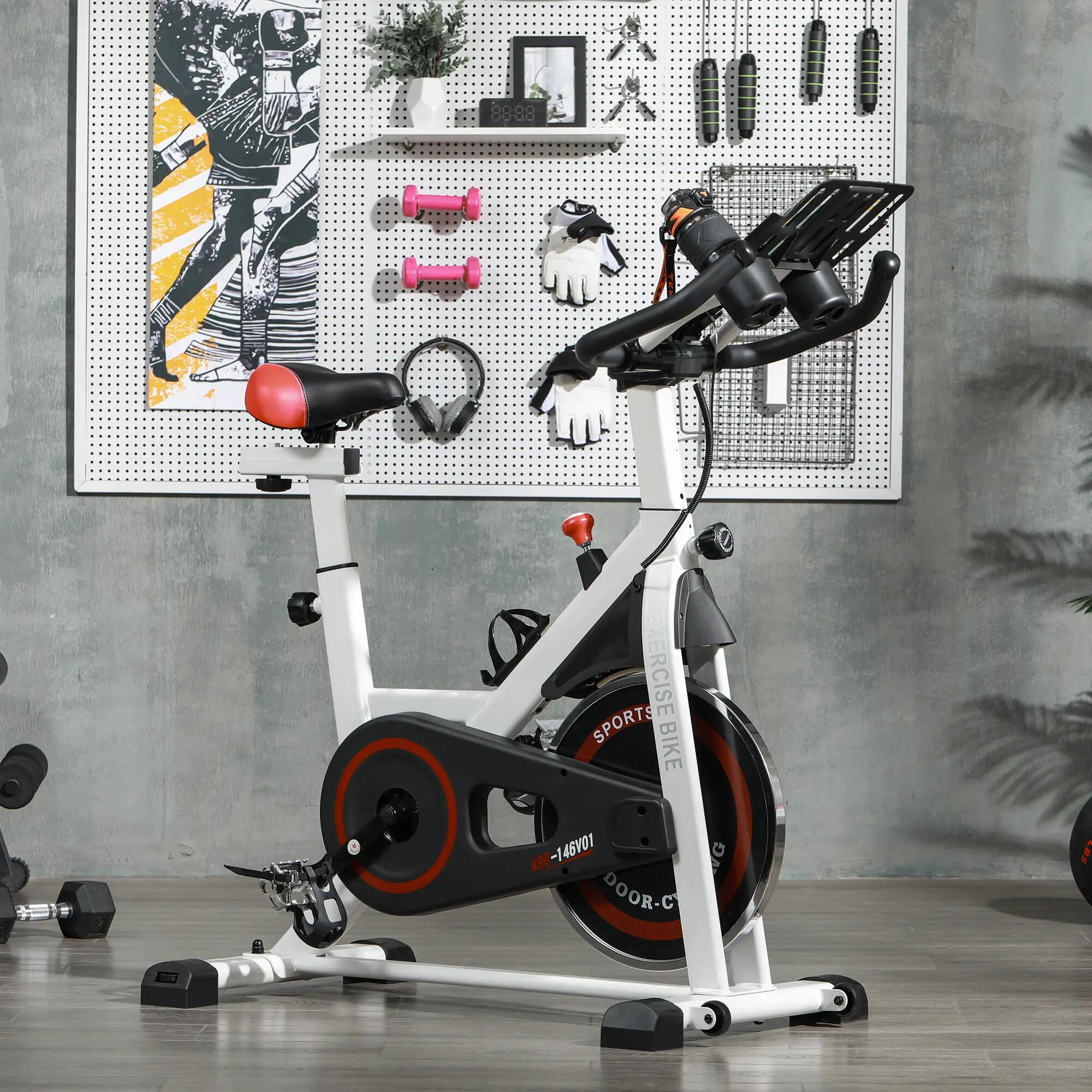 Vélo d'appartement, résistance réglable, jusqu'à 120 kg, acier, L 103 x l 53 4/9