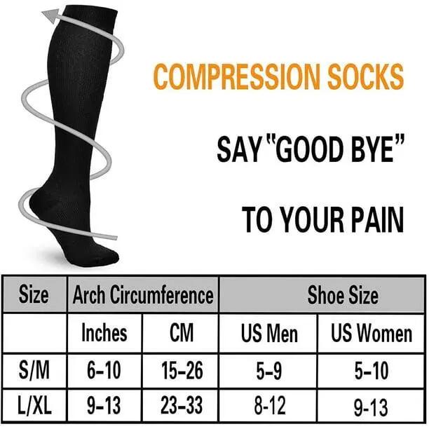 Lot de 4 paires de chaussettes de compression pour hommes et femmes, compression 2/8