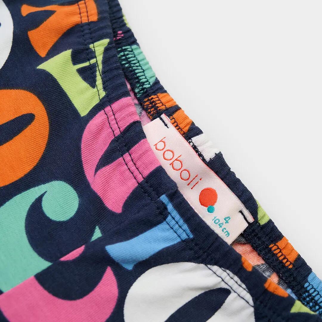 Legging estampado letras multicolor azul marino 3/4