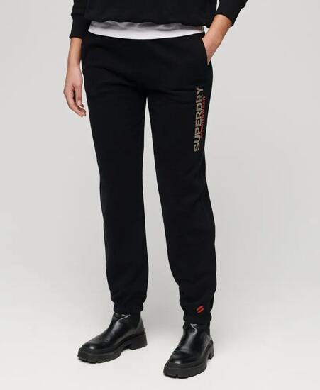 superdry Pantalon de jogging Boyfriend en coton – Black