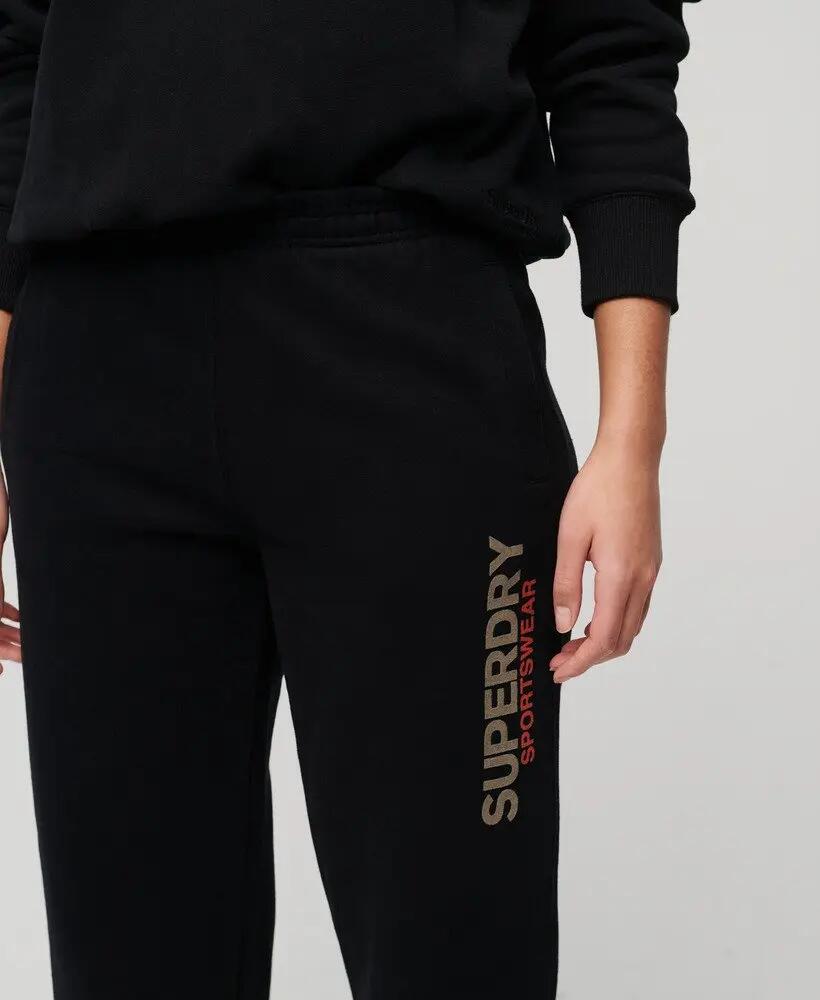 superdry Calças Jogger Boyfriend em algodão – Black 3/7