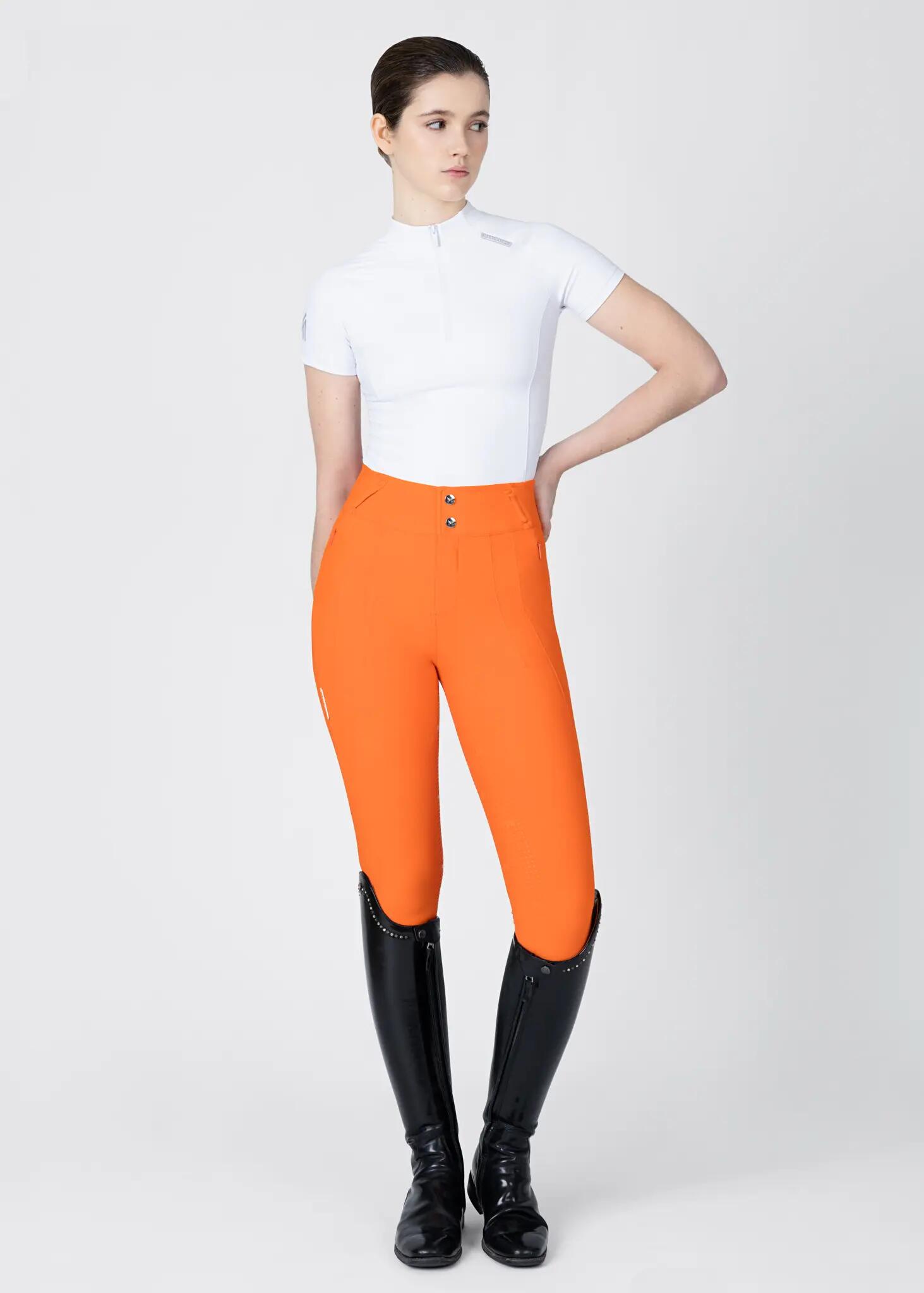 Pantalón Mujer Equitación Maximilian Vision Full Grip Mandarina 6/7