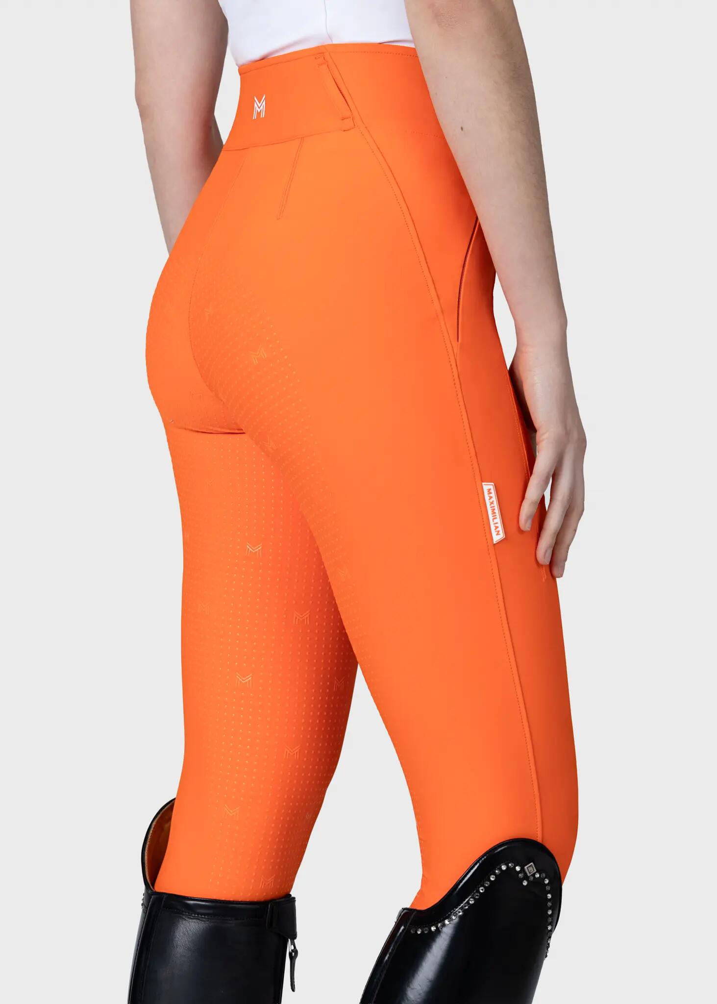Pantalón Mujer Equitación Maximilian Vision Full Grip Mandarina 4/7