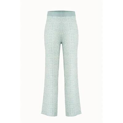 Broek - vrouw - 3521 - tweed stretch, hoge taille - blauw