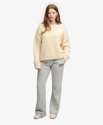 Superdry flare joggers geborduurd van katoen – glacier grey marl