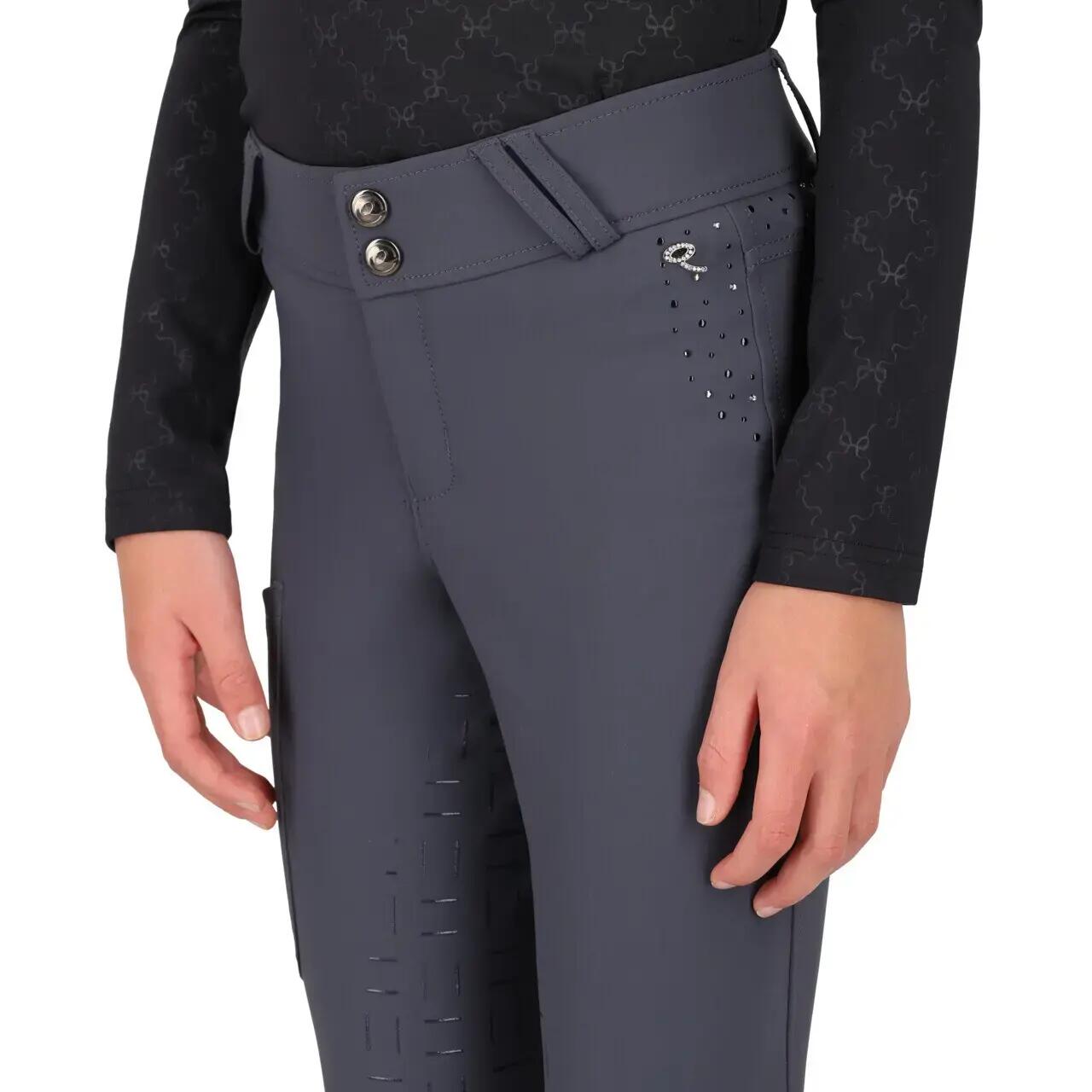 Pantaloni da equitazione full grip per bambina QHP Livora 3/5