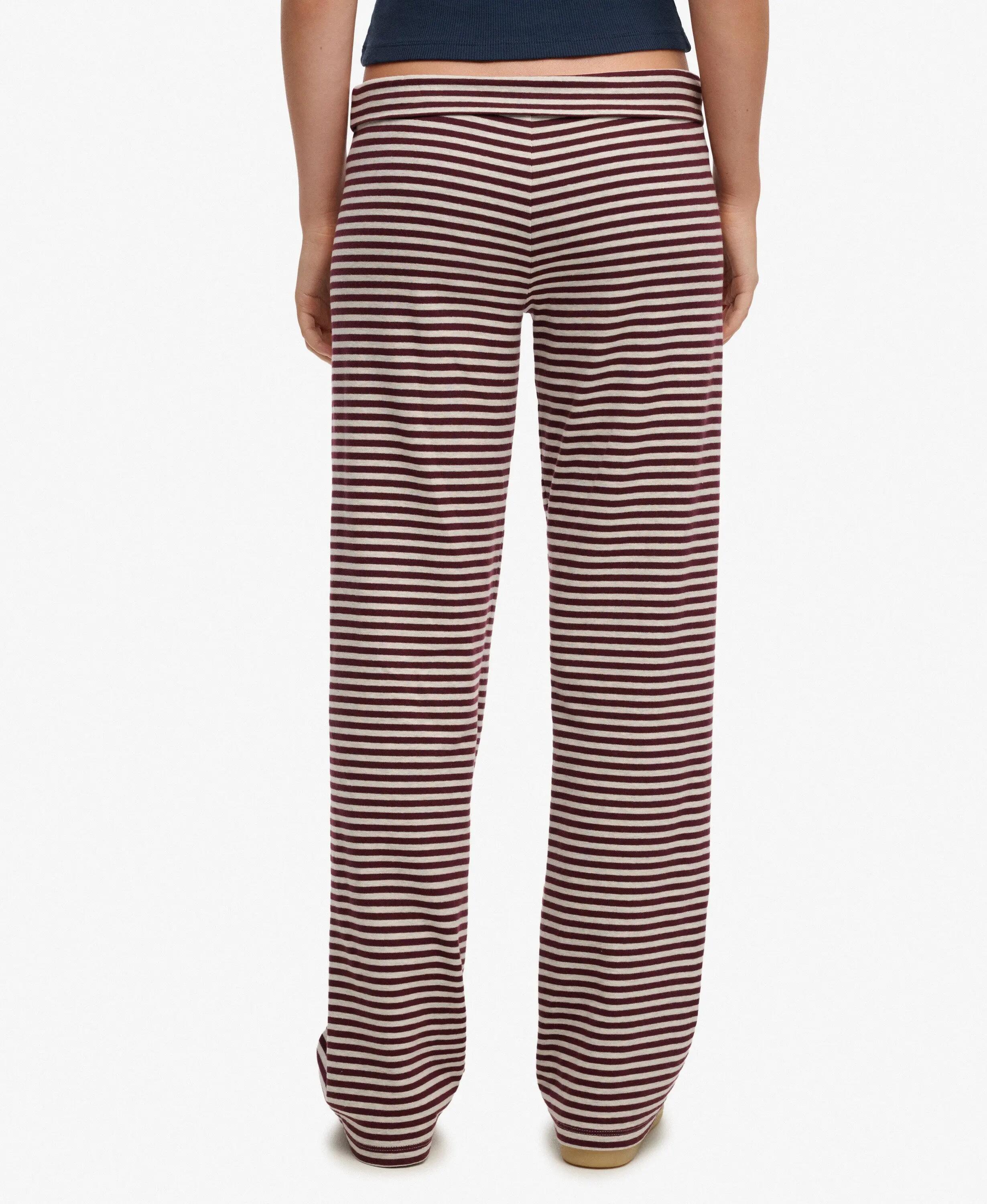 superdry Pantaloni Jersey Athletic Essentials a Righe – Port Red/Grey Marl 4/6