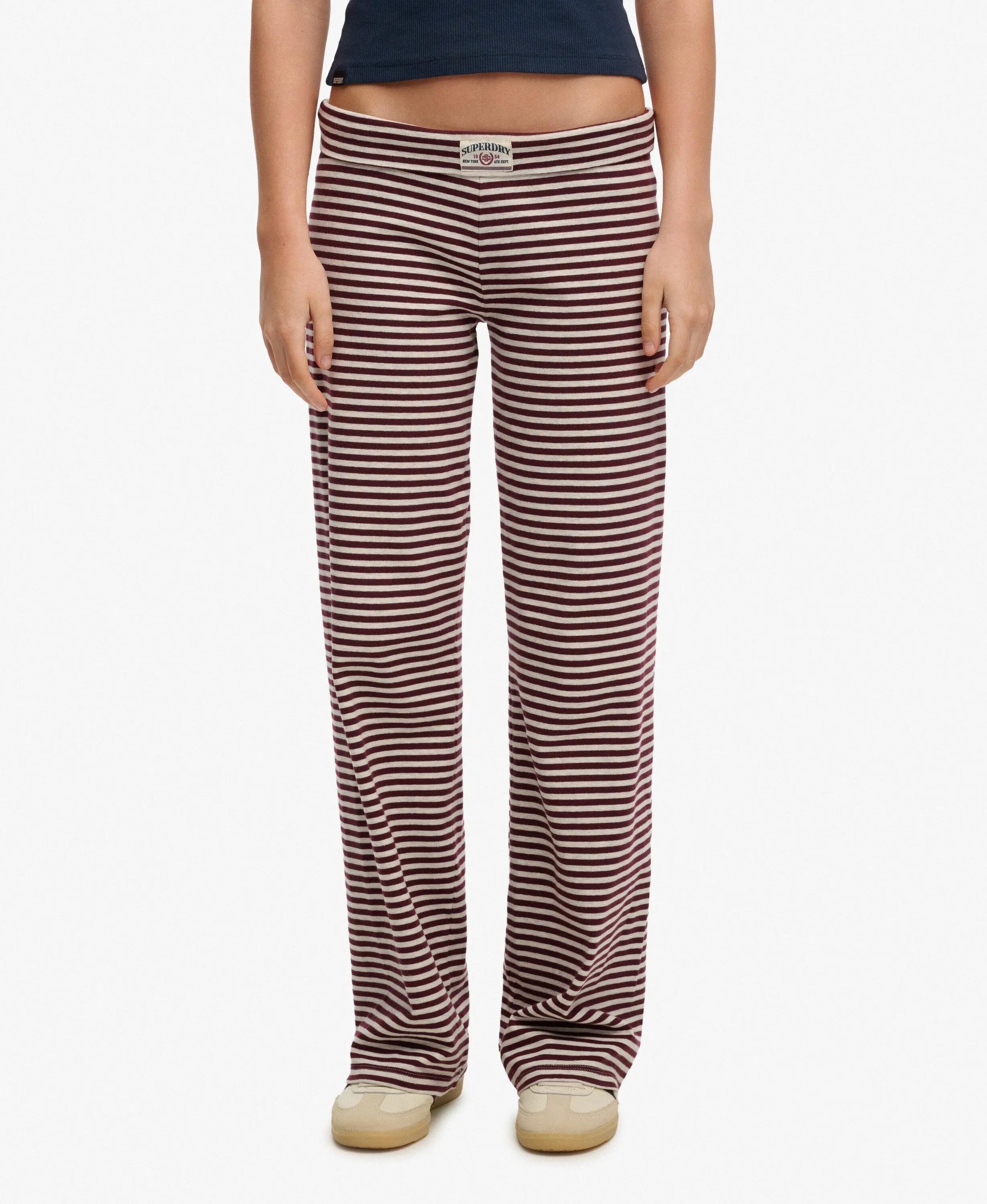 superdry Pantaloni Jersey Athletic Essentials a Righe – Port Red/Grey Marl 3/6