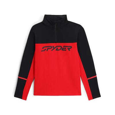 Fleece - sportkleding - volwassenen - speed fleece 1/2 zip - rood/zwart
