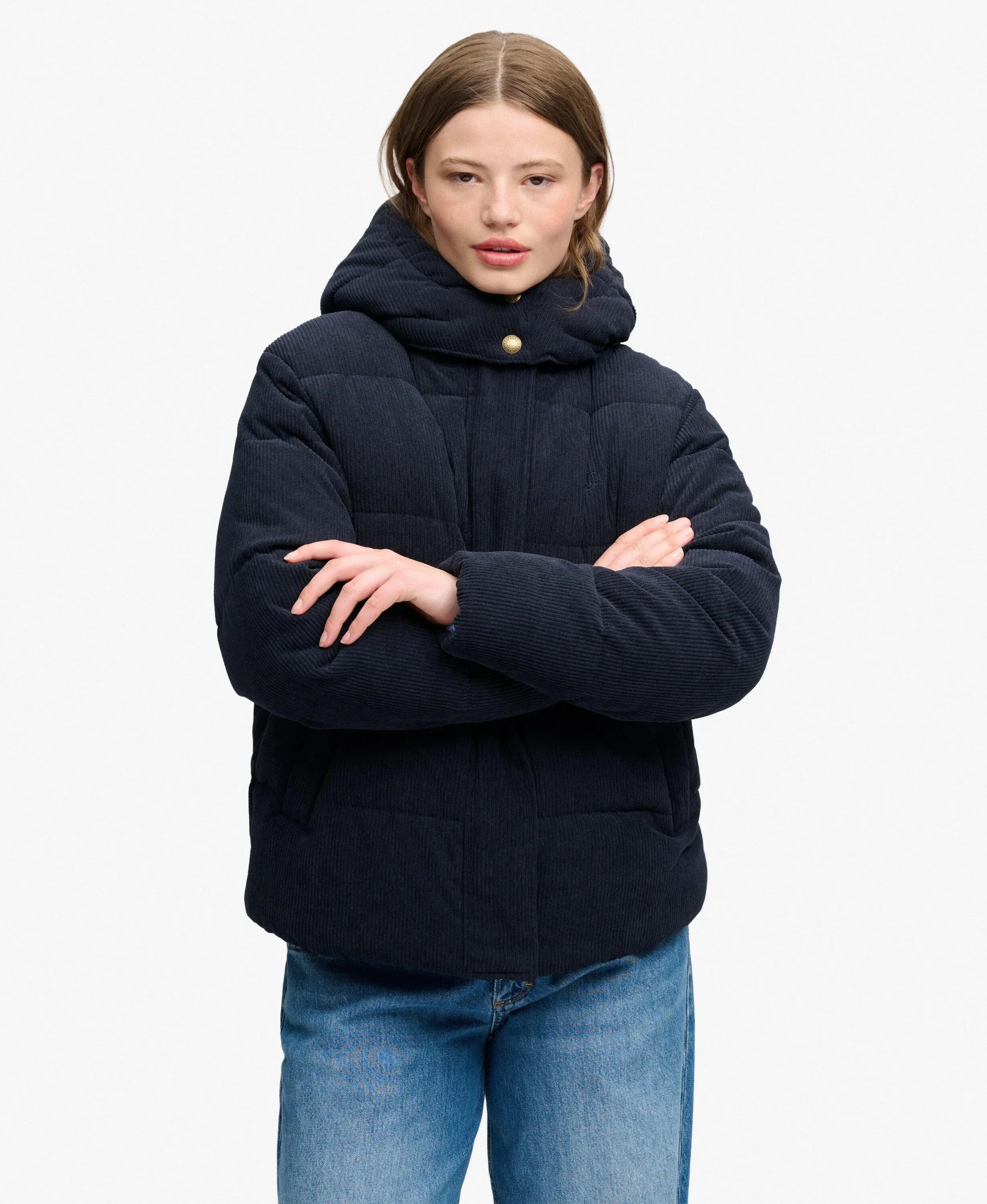 superdry Casaco acolchoado com capuz em veludo cotelê reciclado – ECLIPSE NAVY 5/7