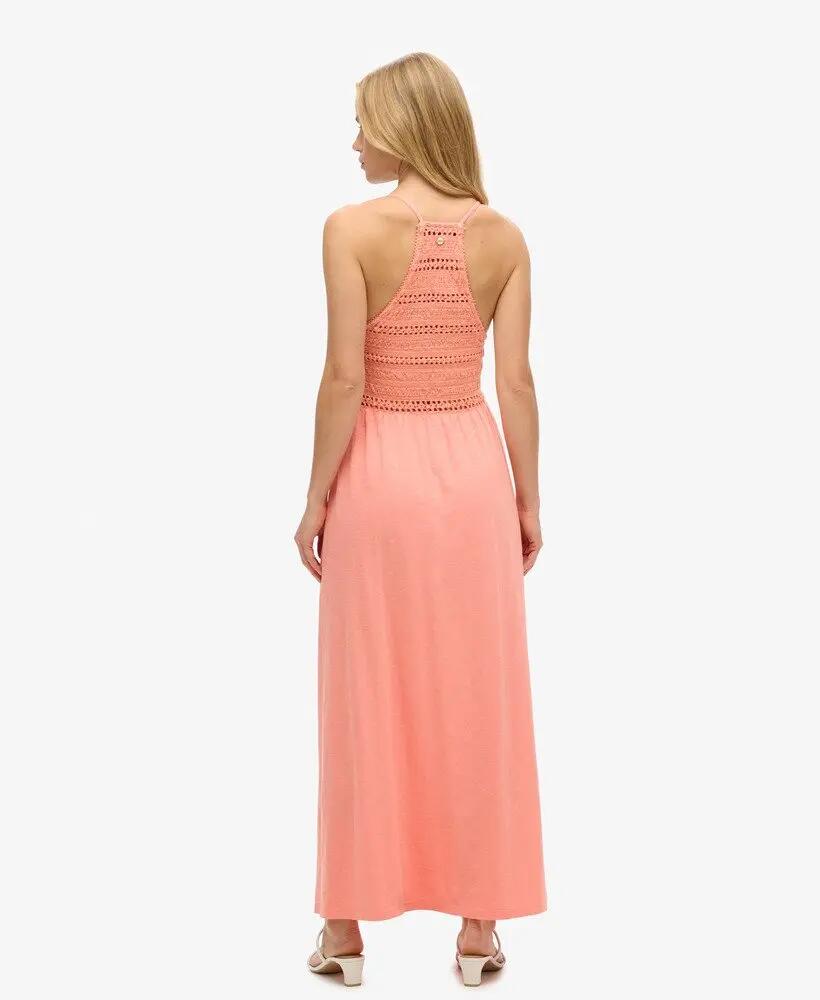 superdry Vestito maxi in pizzo e jersey – Fusion Coral 4/7