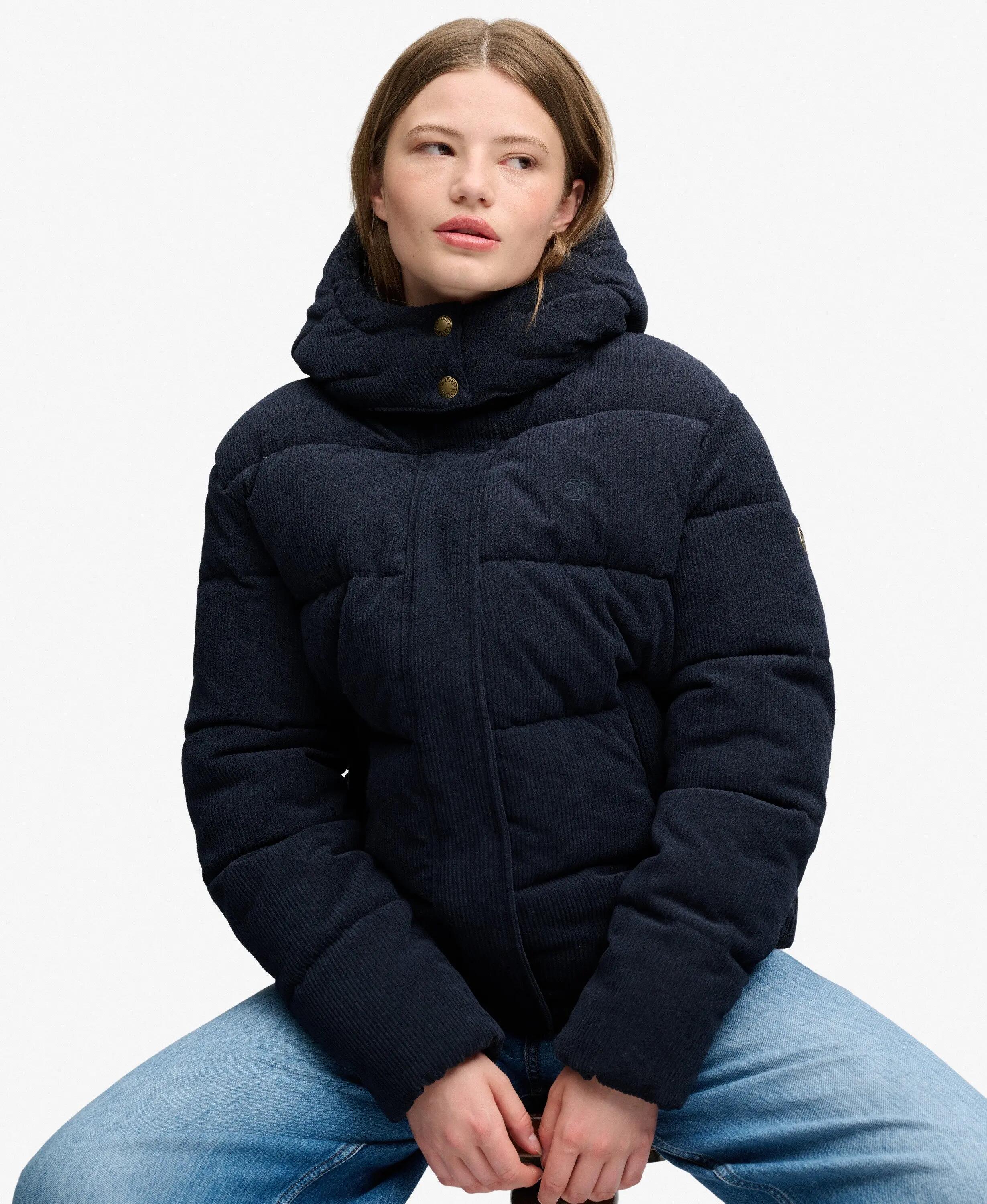 superdry Casaco acolchoado com capuz em veludo cotelê reciclado – ECLIPSE NAVY 2/7