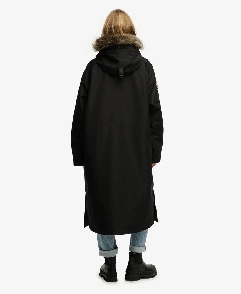 superdry Casaco Waterproof Everest com pêlo falso – Corte boxy – JET BLACK 6/6