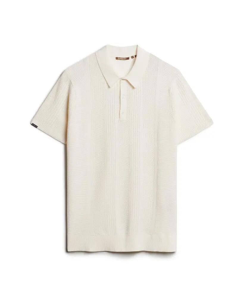 superdry Polo malha manga curta corte slim – OFF WHITE 7/7