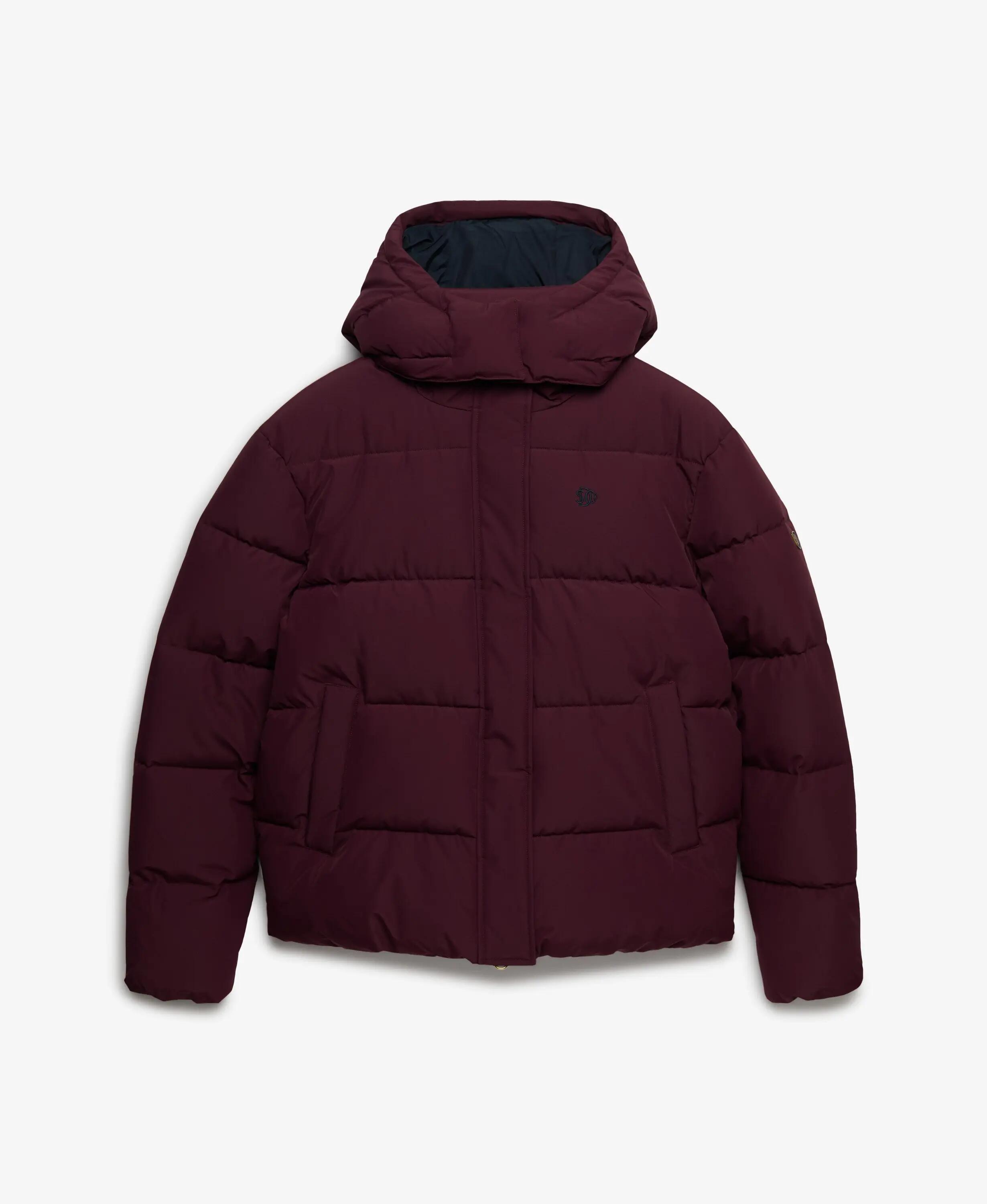 superdry Premium Kapuzen-Pufferjacke, wattiert und warm – Fig Purple 7/7