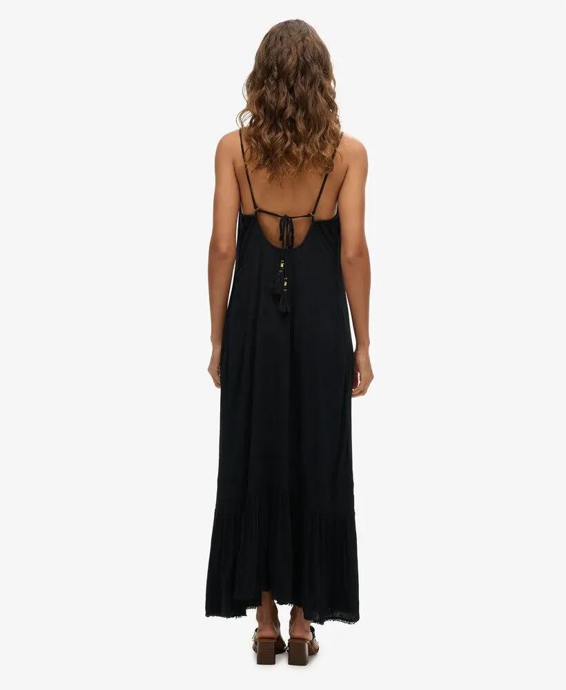 superdry Vestido Longo Cami em Viscose – JET BLACK 3/4