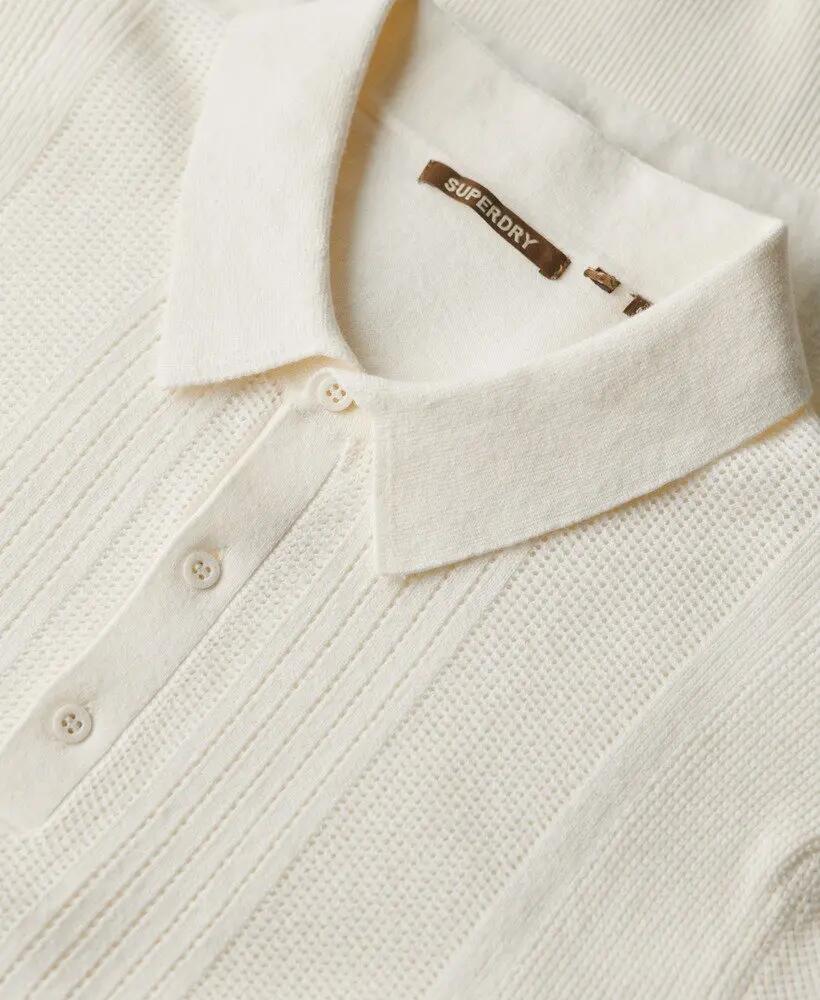 superdry Polo malha manga curta corte slim – OFF WHITE 5/7