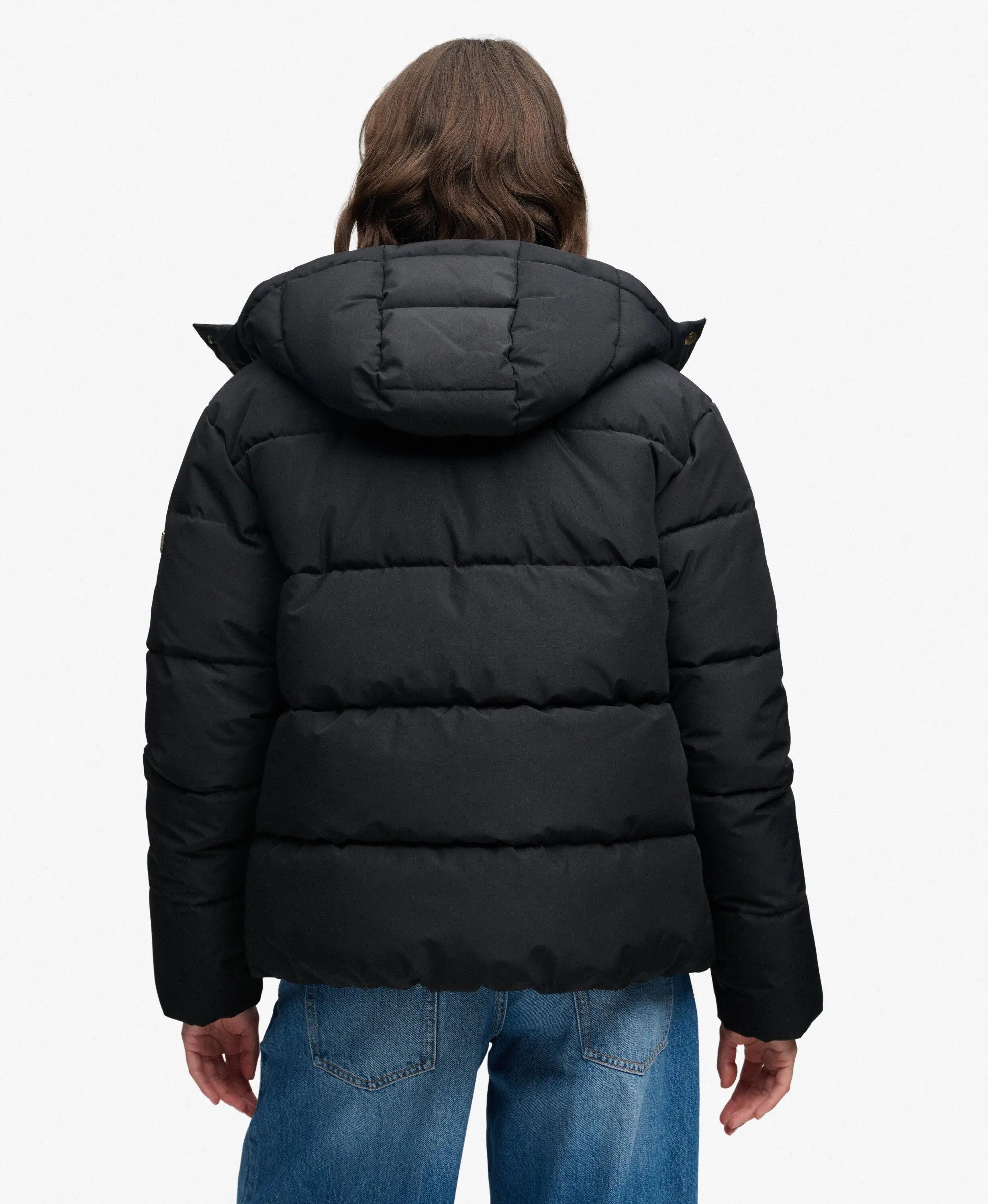 superdry Casaco acolchoado Premium com capuz para mulher, forrado – Black 6/7