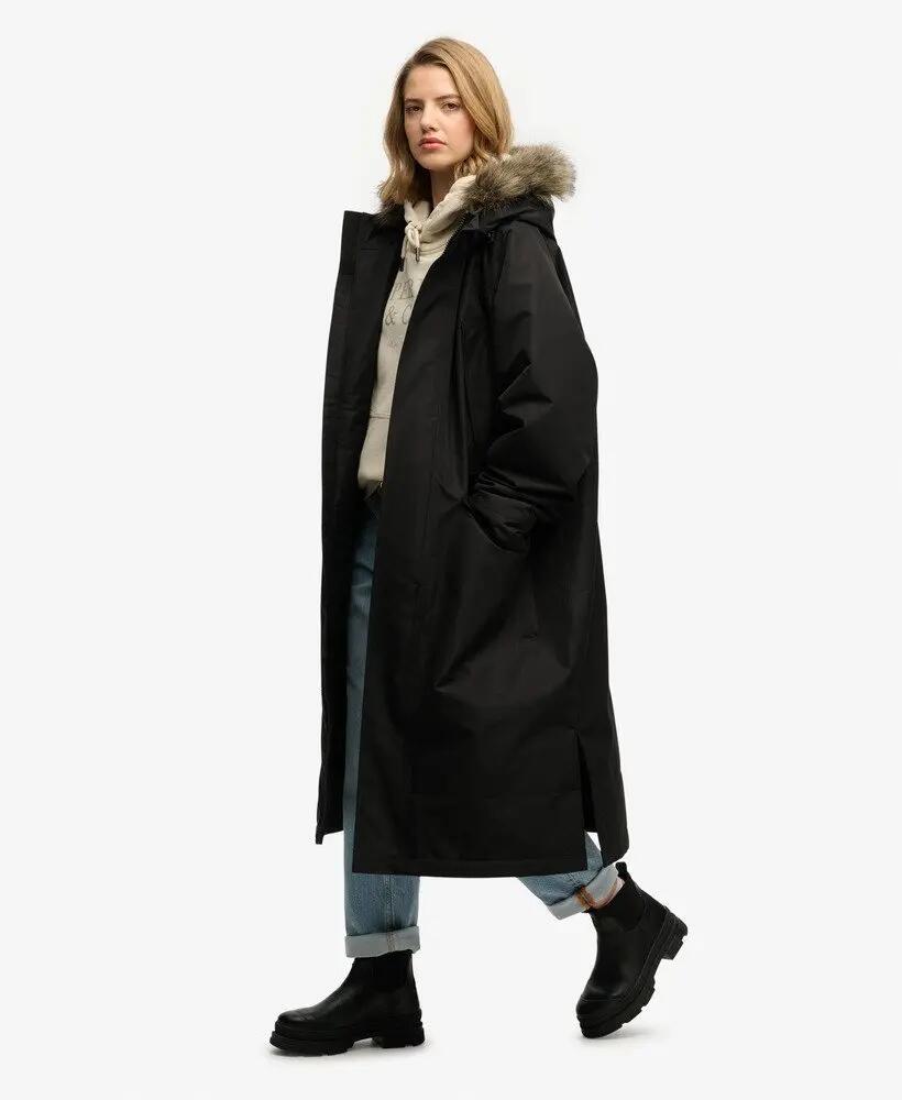 superdry Casaco Waterproof Everest com pêlo falso – Corte boxy – JET BLACK 3/6