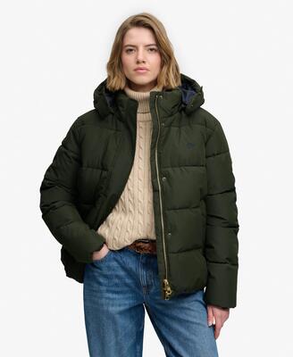Superdry premium gewatteerde jas met capuchon van gerecycled polyester – fallen